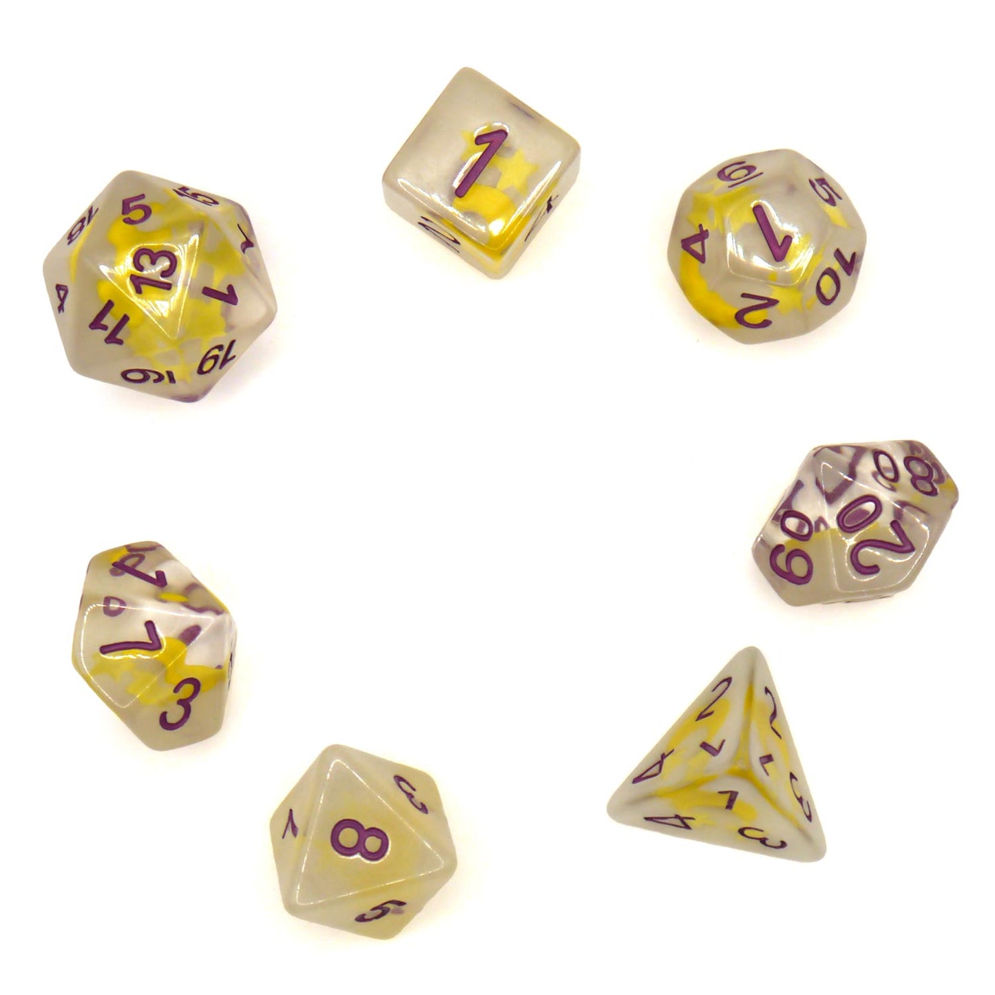 7-teiliges RPG Würfelset Glow: Moon & Stars