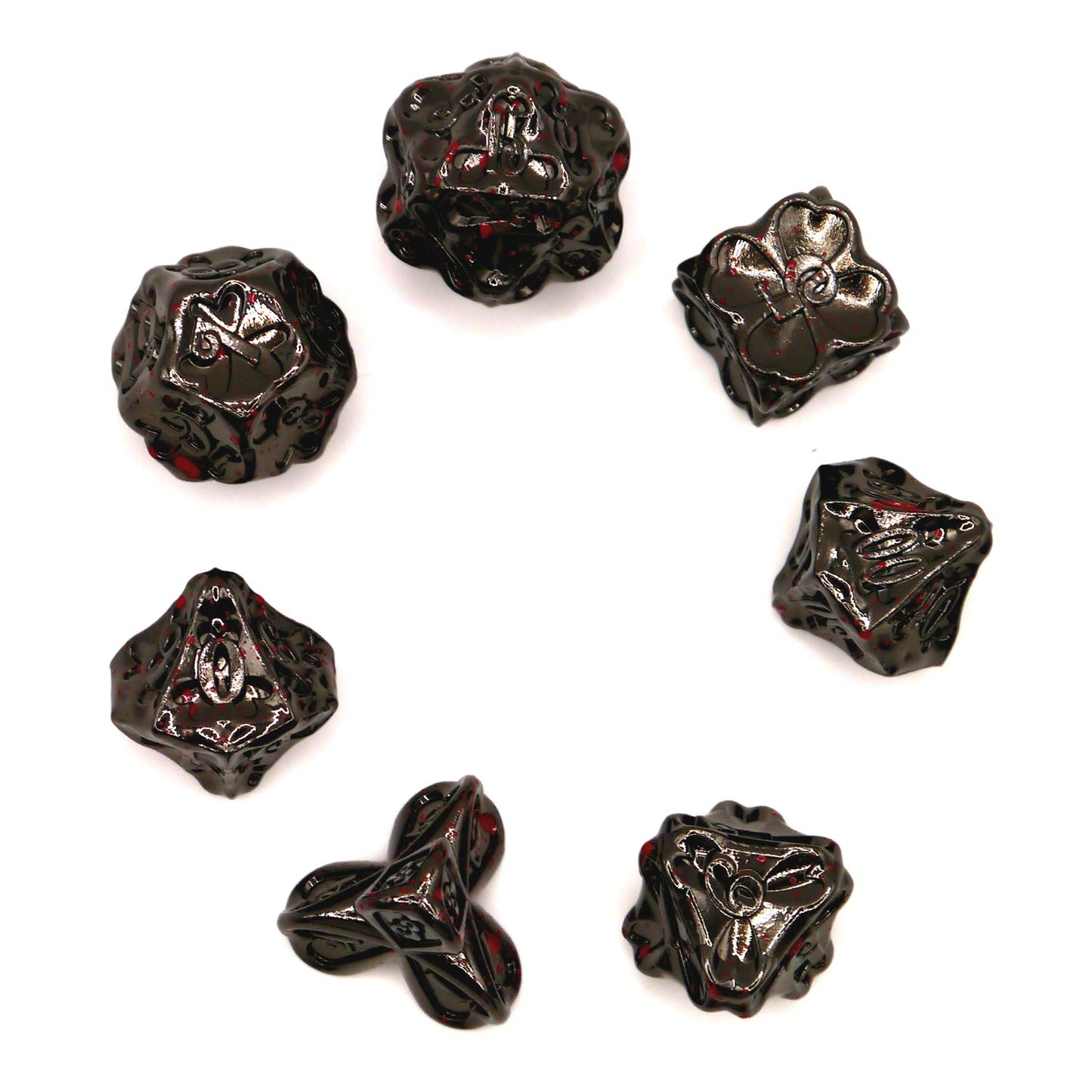 7-teiliges RPG Würfelset Metall: Bloody Clover