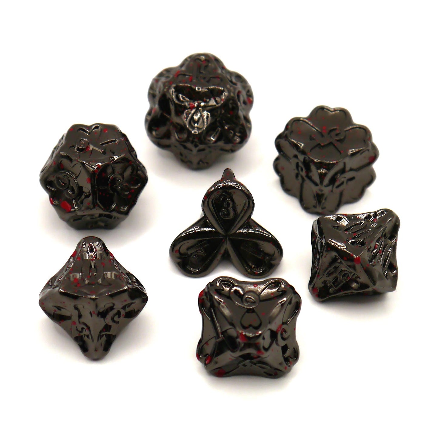 7-teiliges RPG Würfelset Metall: Bloody Clover