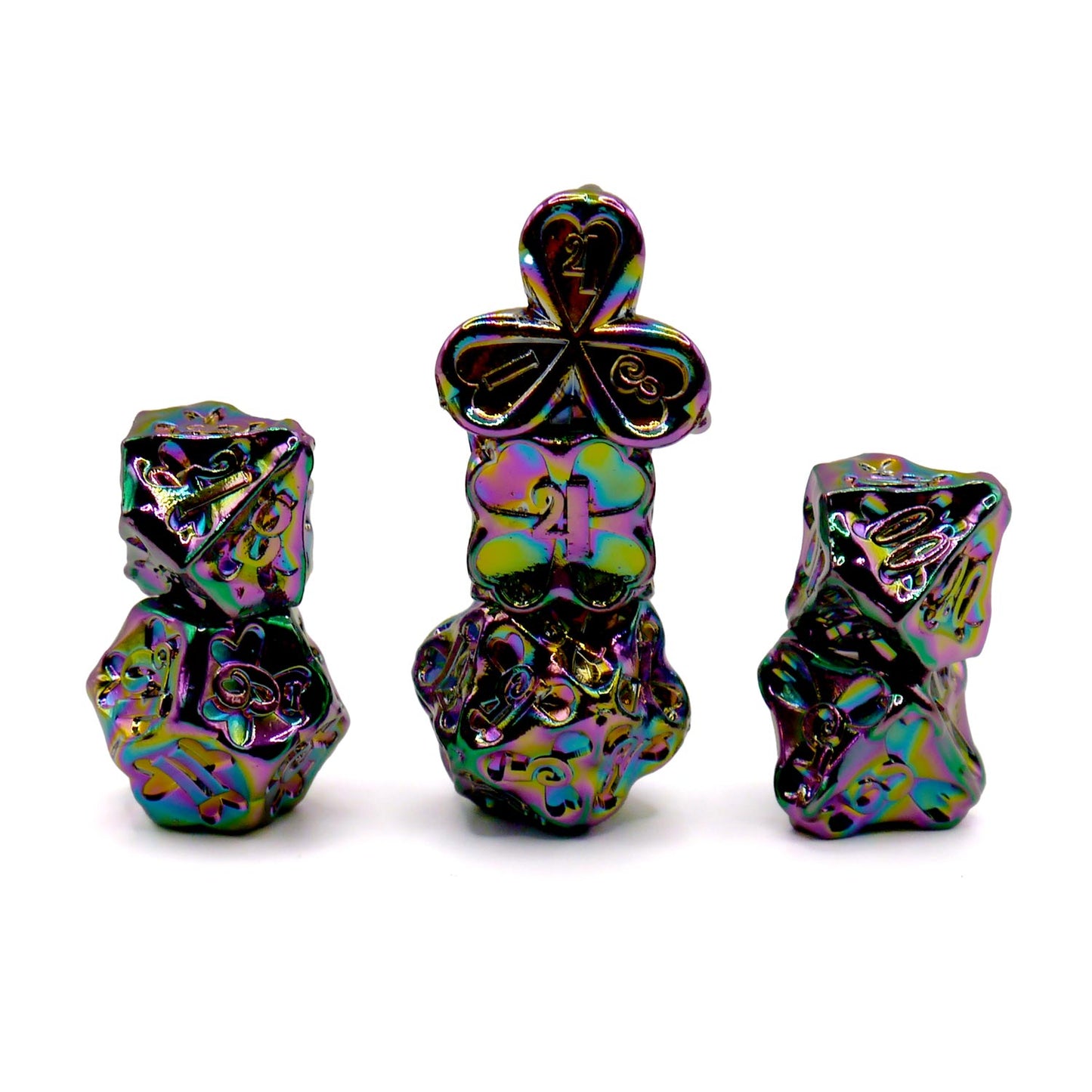 7-teiliges RPG Würfelset Metall: Rainbow Clover