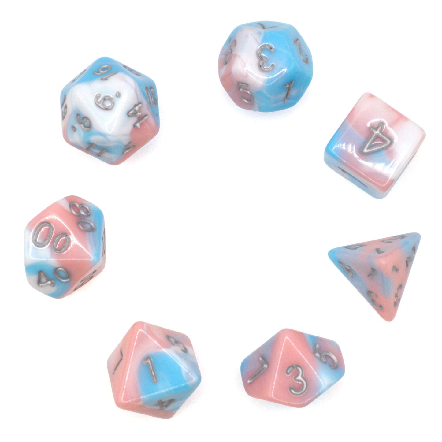 7-teiliges RPG Würfelset Mehrfarbig: Cotton Candy