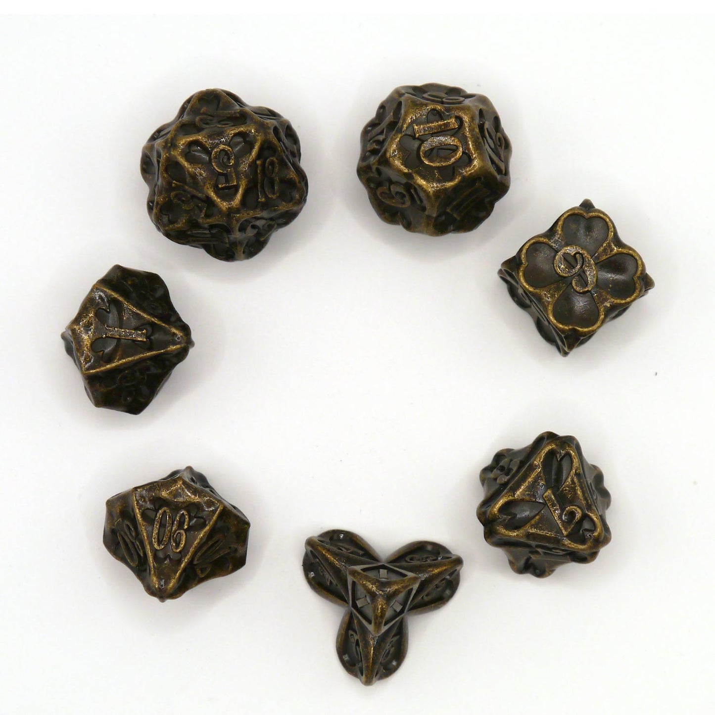 7-teiliges RPG Würfelset Metall: Gold Clover