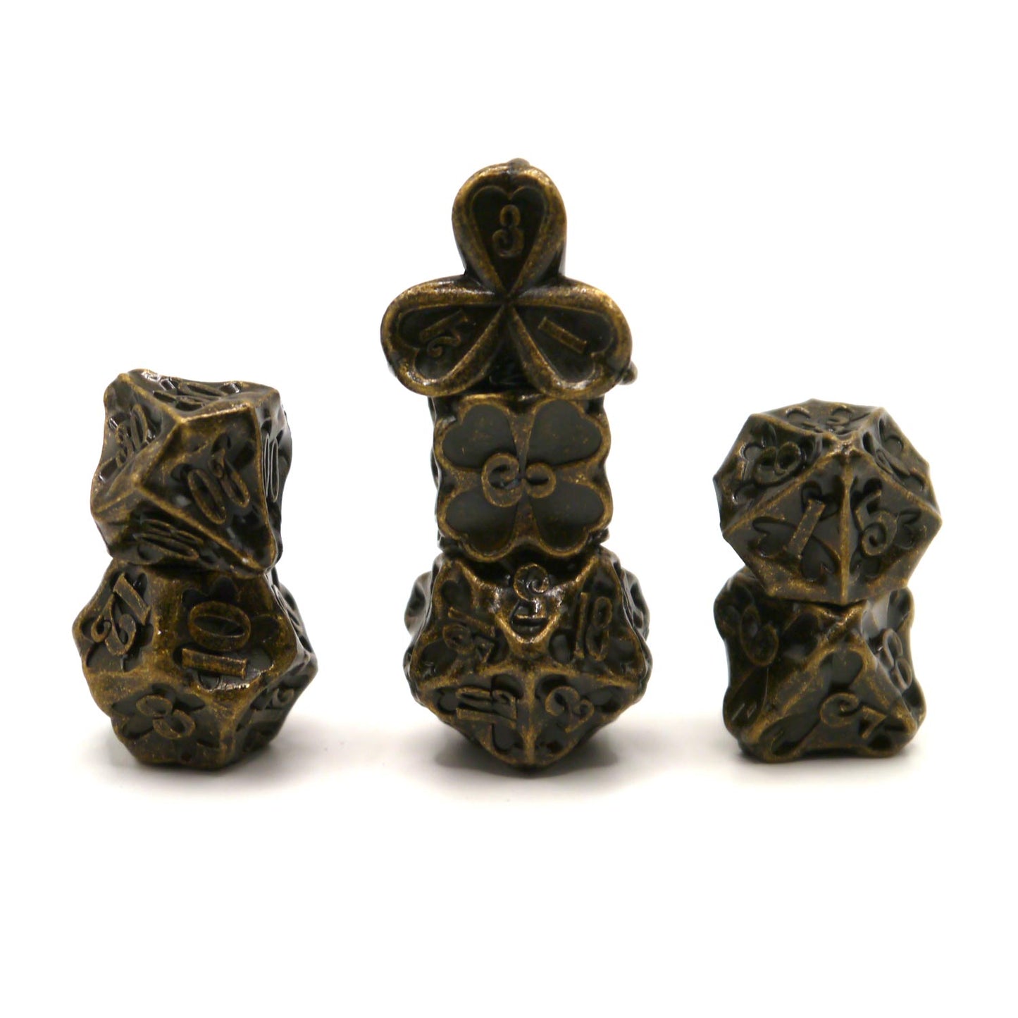 7-teiliges RPG Würfelset Metall: Gold Clover