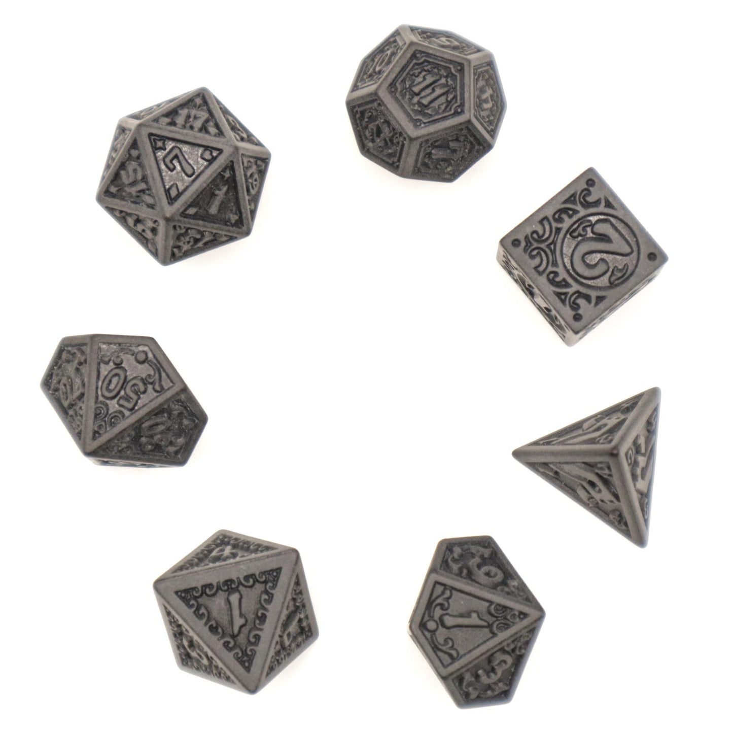 7-teiliges RPG Würfelset Magic Flame: Black