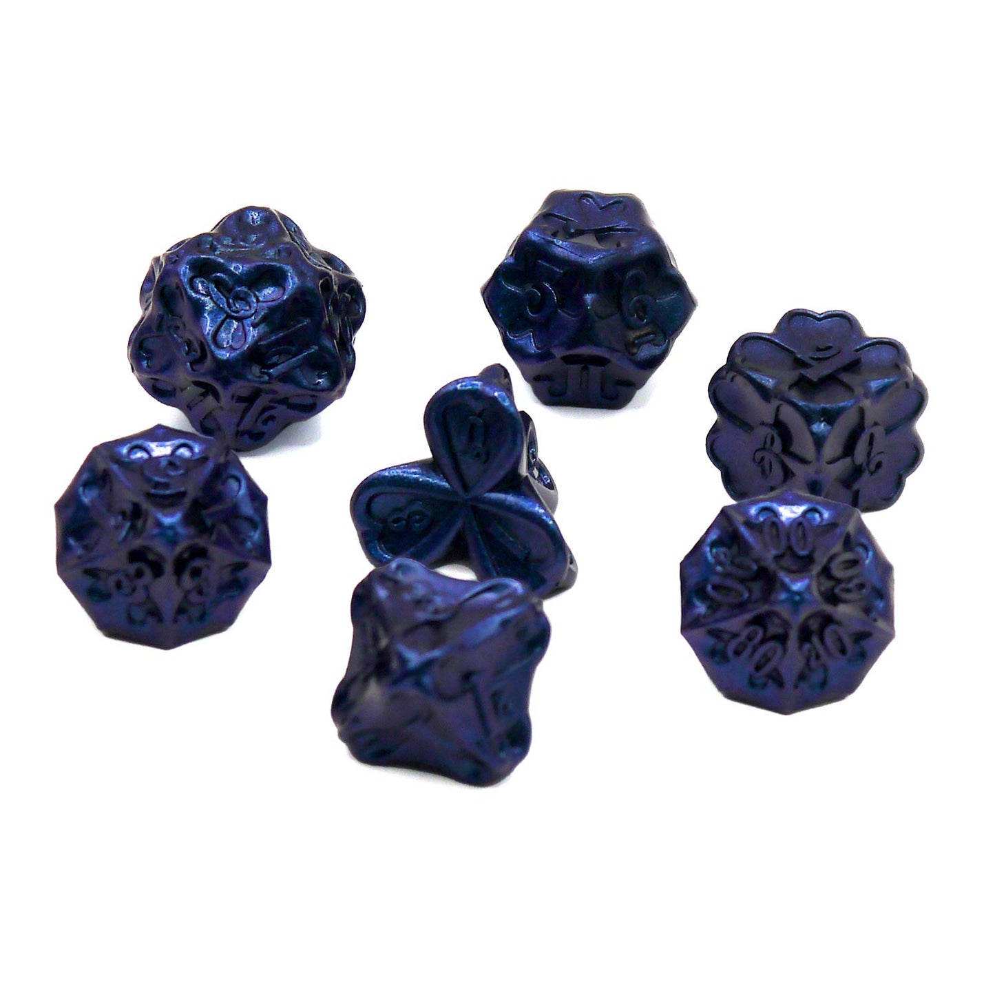 7-teiliges RPG Würfelset Metall: Clover Blue