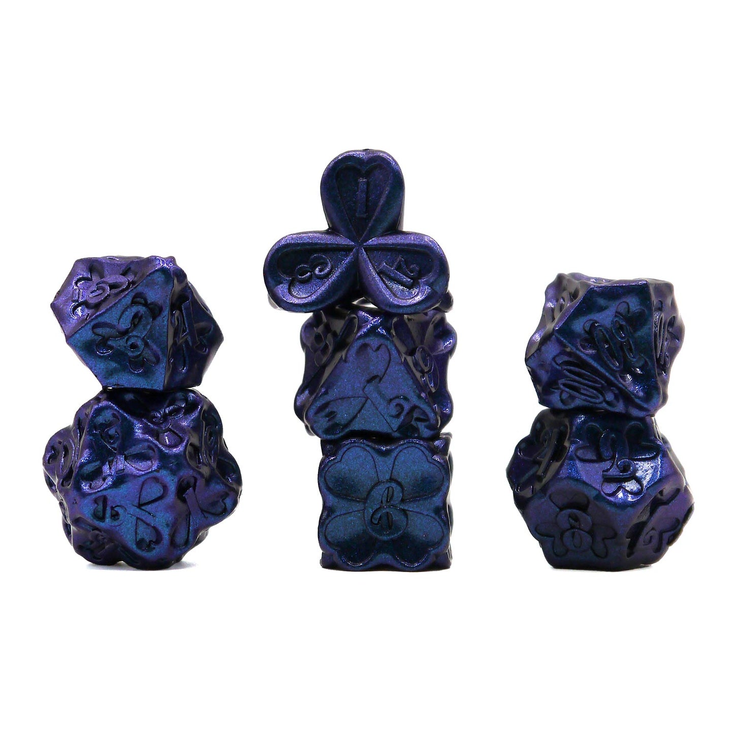 7-teiliges RPG Würfelset Metall: Clover Blue