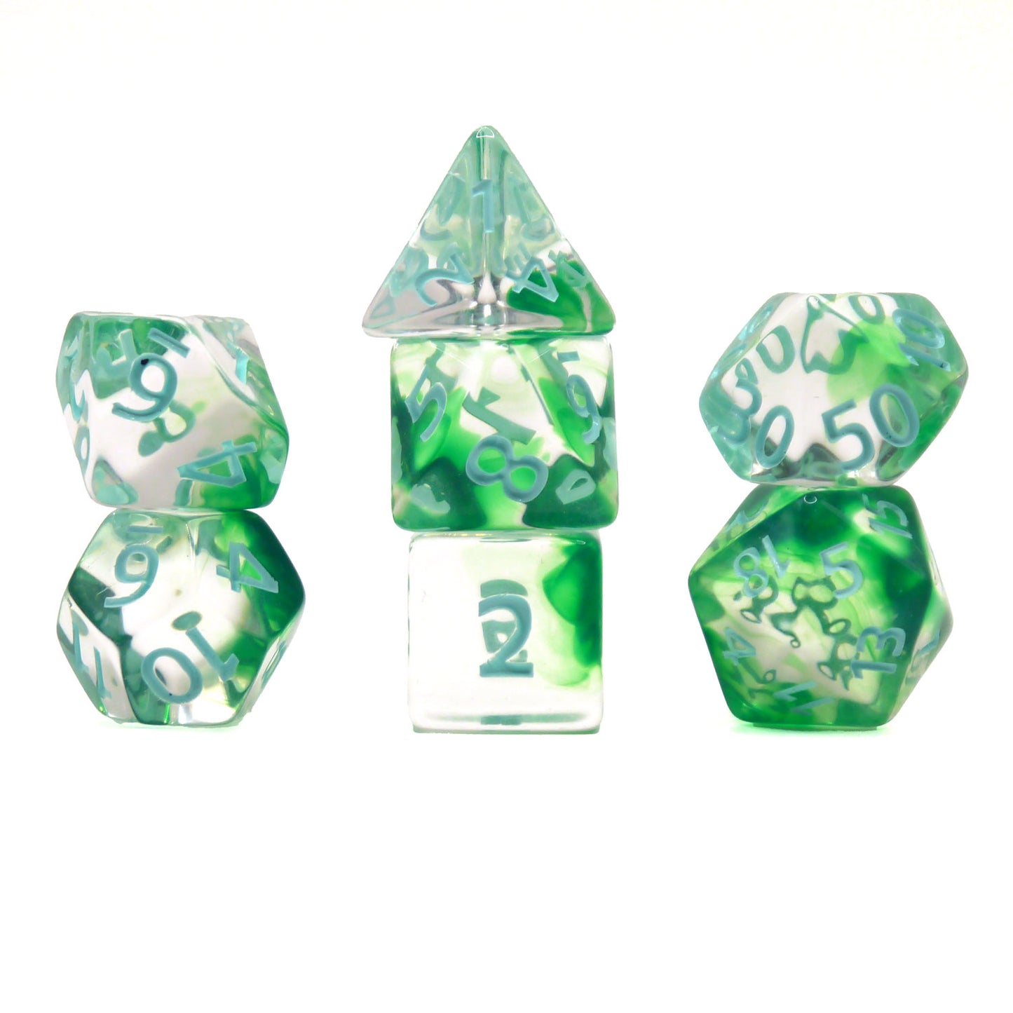 7-teiliges RPG Würfelset Transparent: Nebula Bamboo