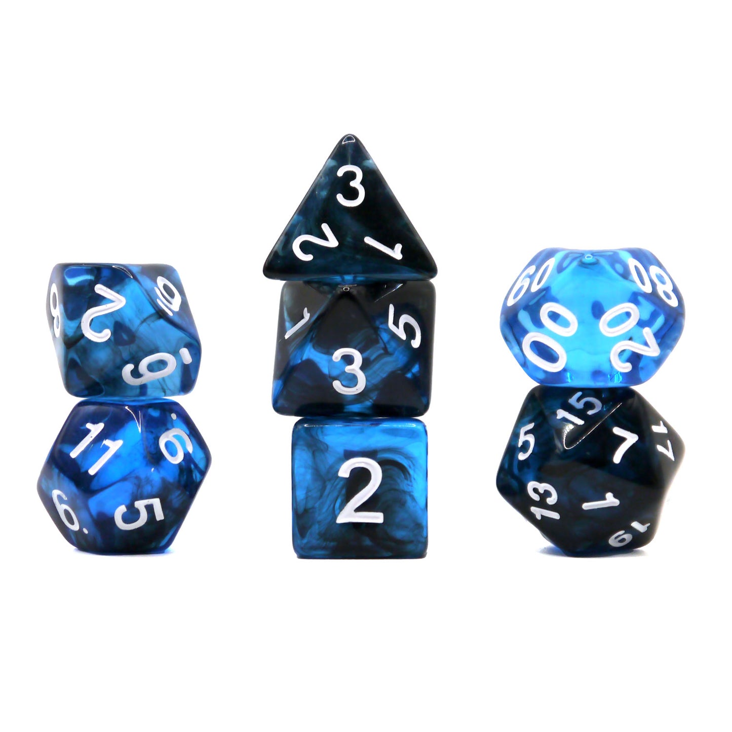 7-teiliges RPG Würfelset Transparent: Nebula Midnight