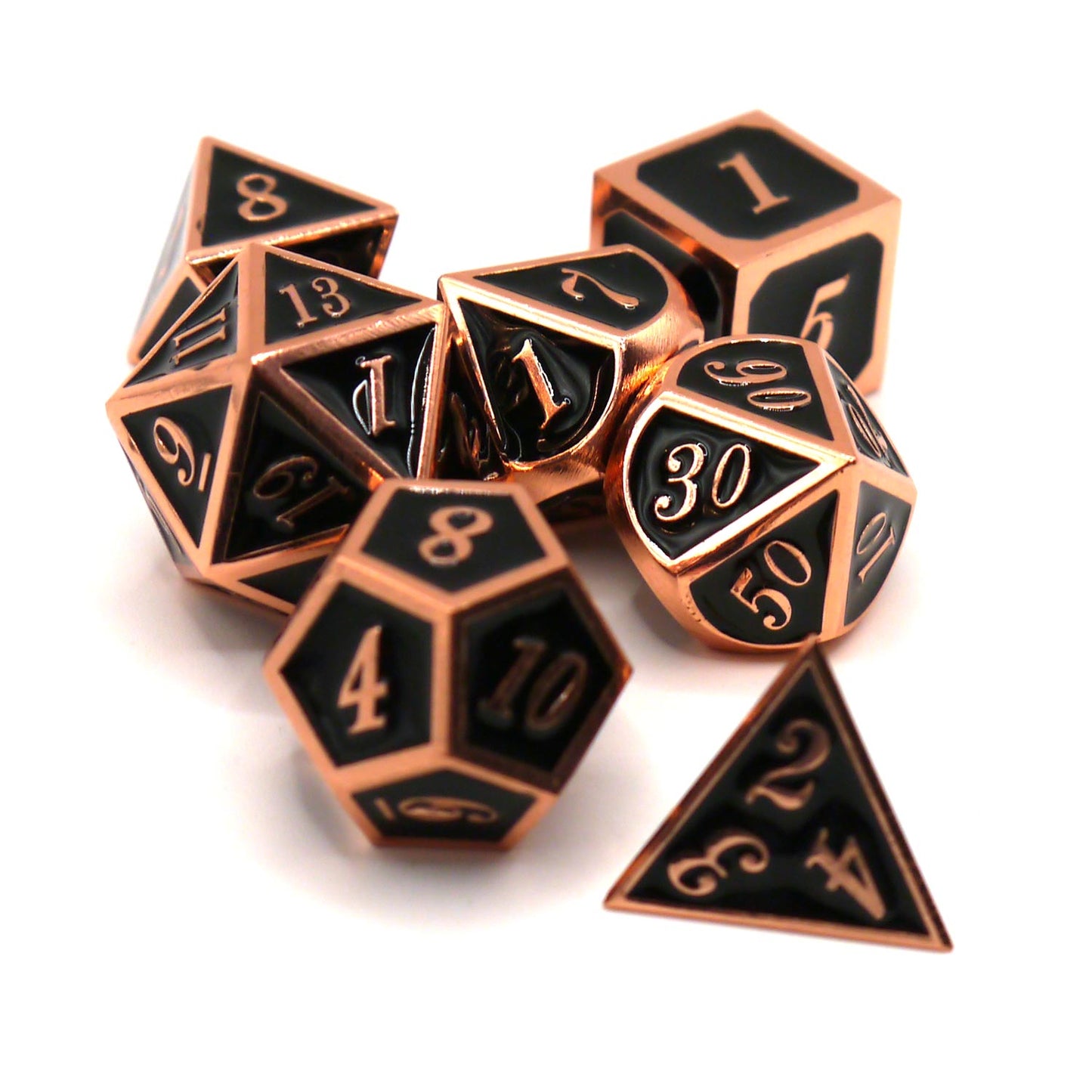 7-teiliges RPG Würfelset Metall: Copper Embossed