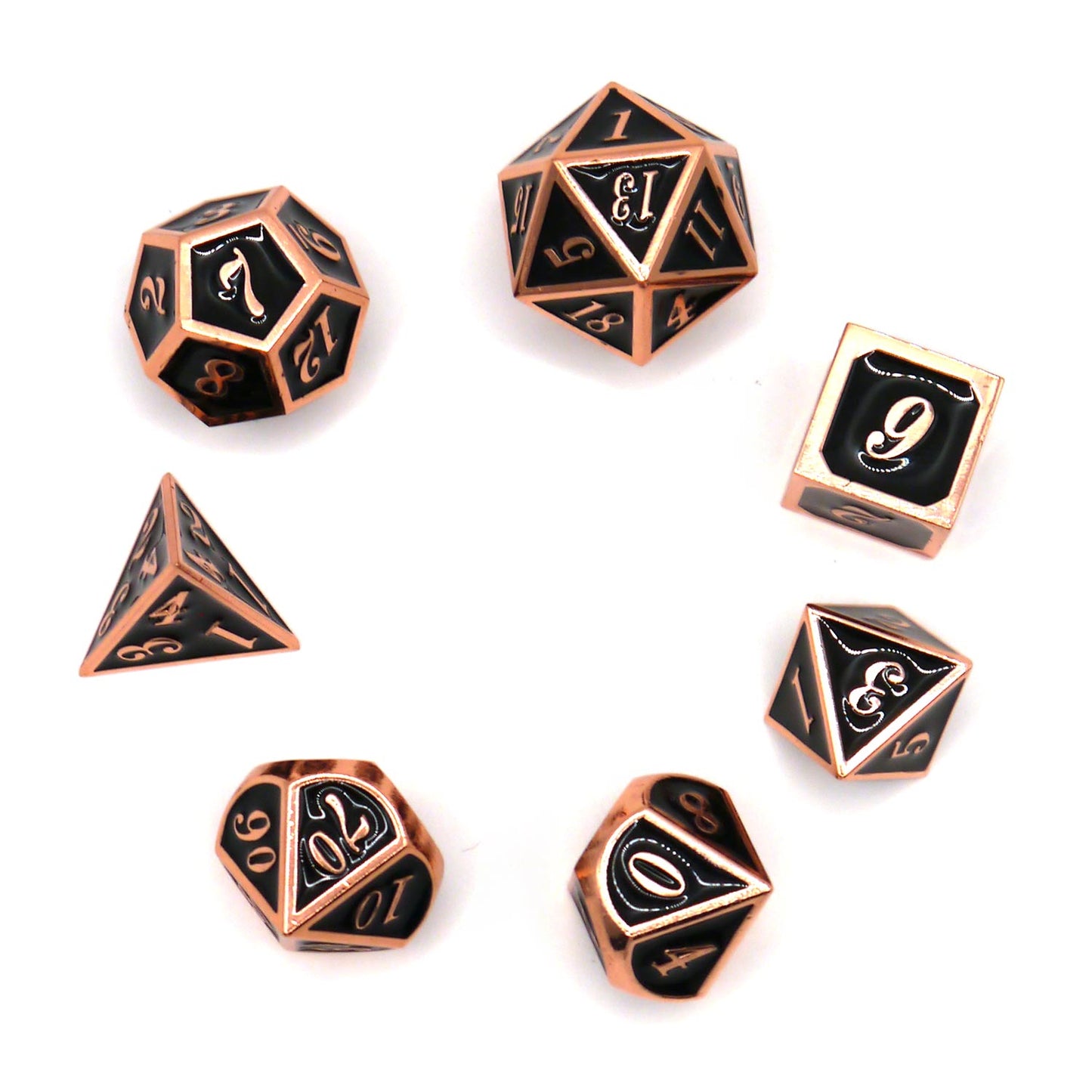 7-teiliges RPG Würfelset Metall: Copper Embossed