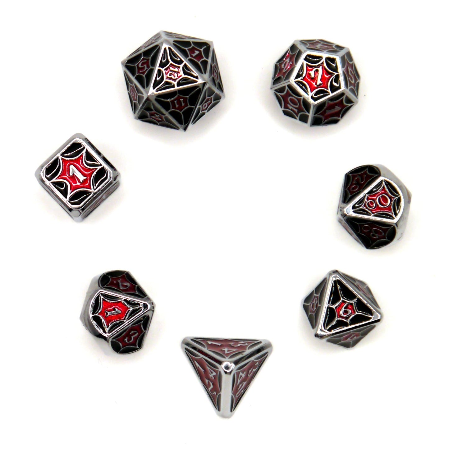 7-teiliges RPG Würfelset Metall: Black Spider
