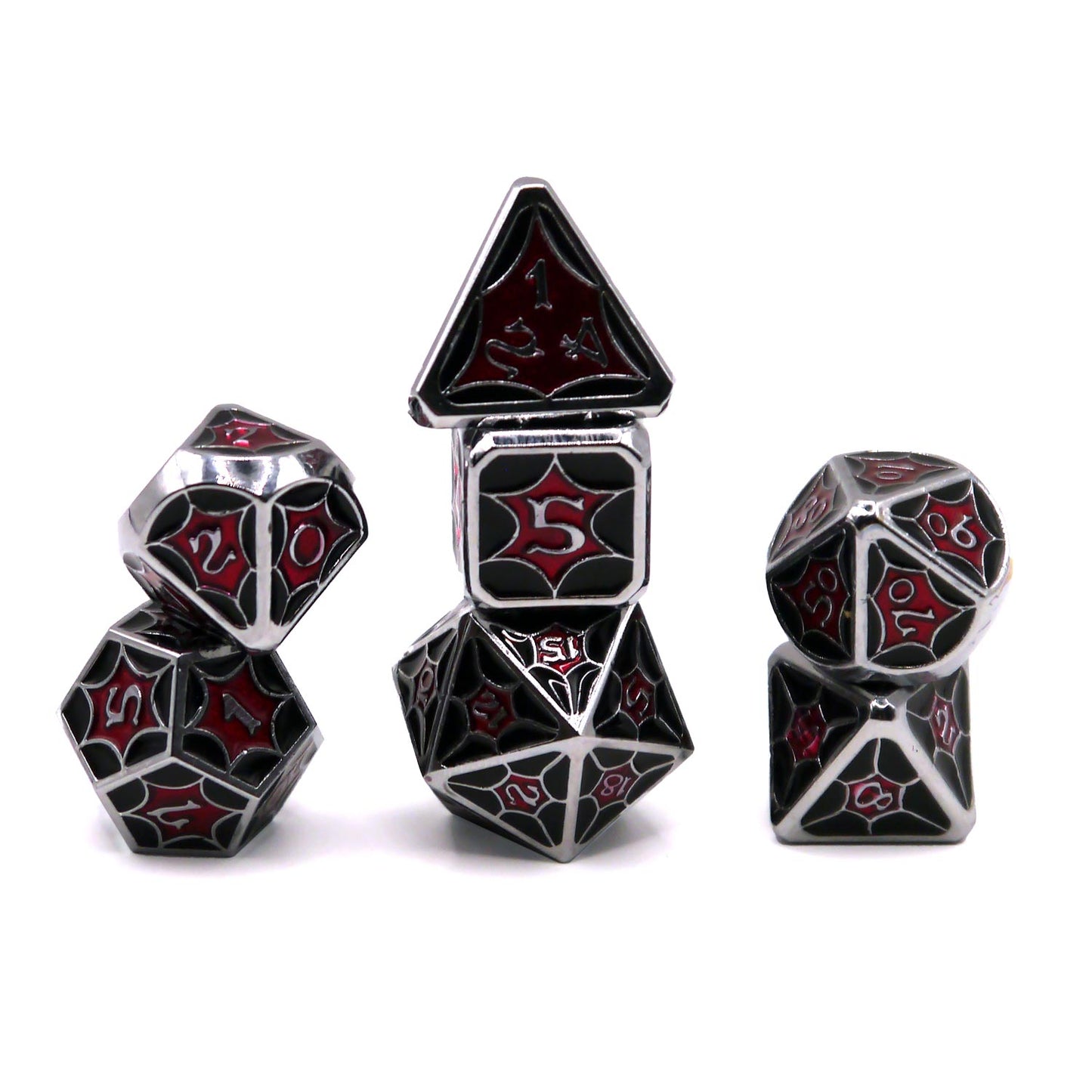 7-teiliges RPG Würfelset Metall: Black Spider