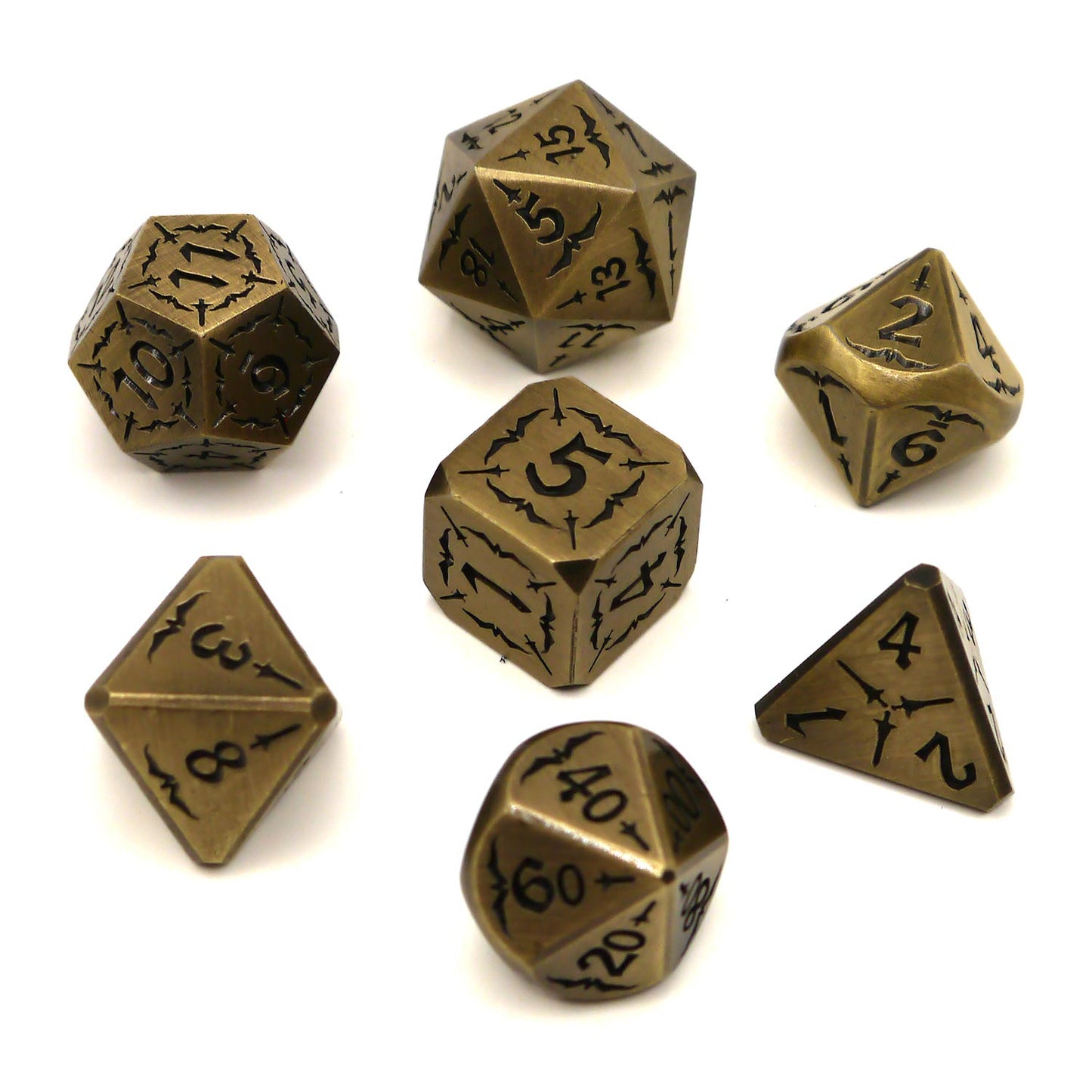 7-teiliges RPG Würfelset Metall: Antique Gold