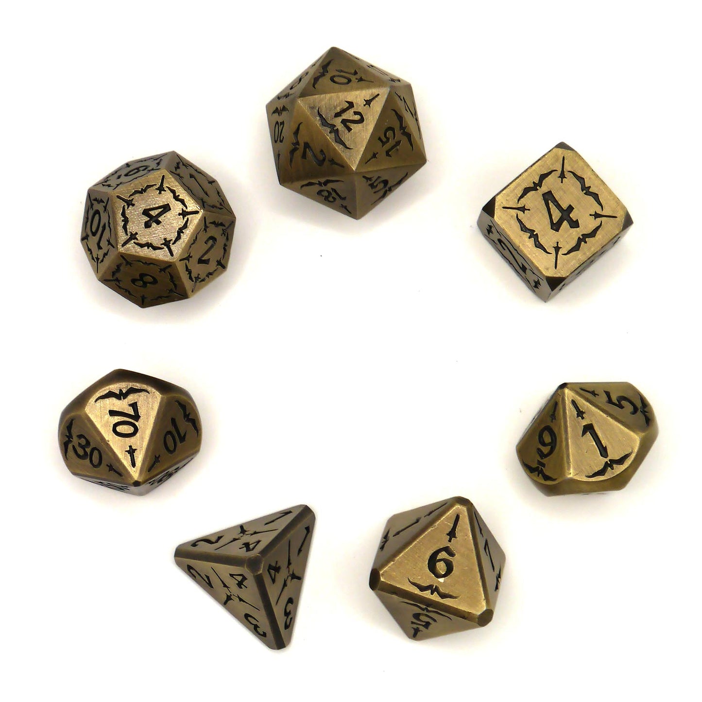 7-teiliges RPG Würfelset Metall: Antique Gold