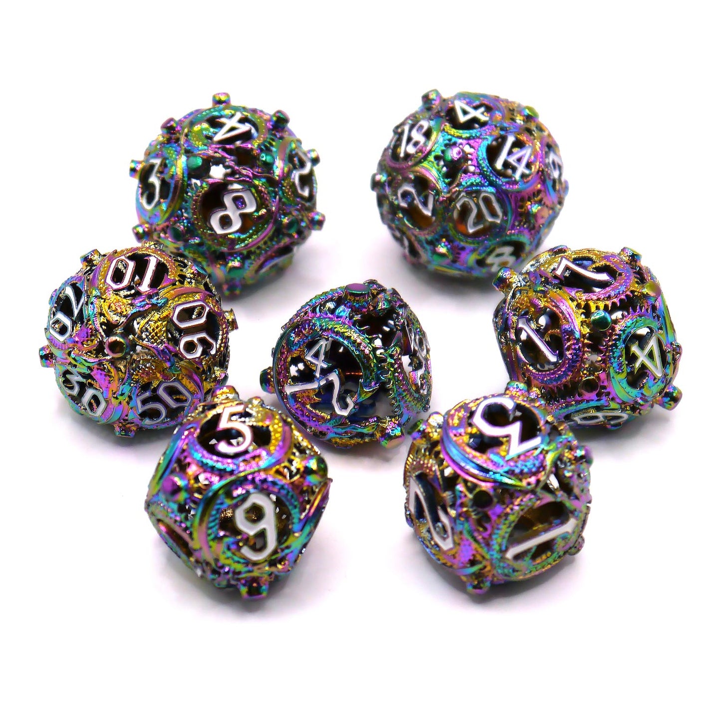 7-teiliges RPG Würfelset Metall: Hollow Dragon Balls Rainbow
