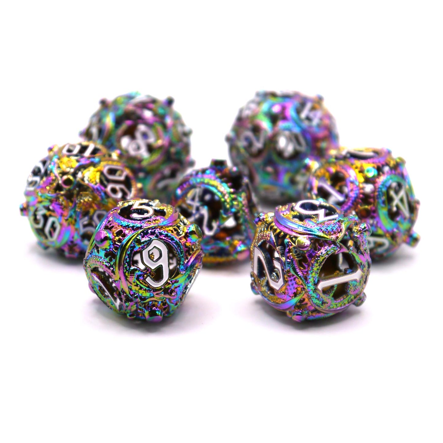 7-teiliges RPG Würfelset Metall: Hollow Dragon Balls Rainbow