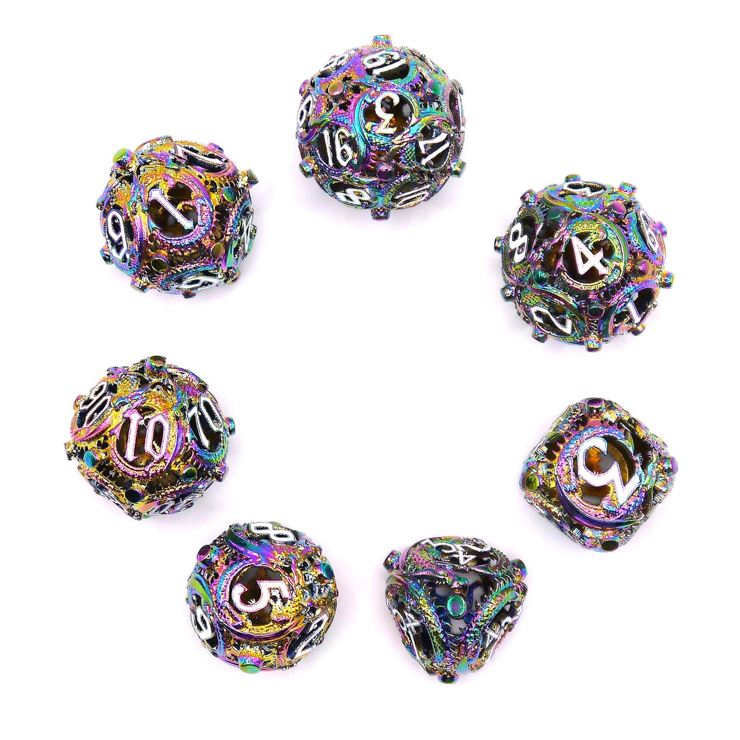7-teiliges RPG Würfelset Metall: Hollow Dragon Balls Rainbow