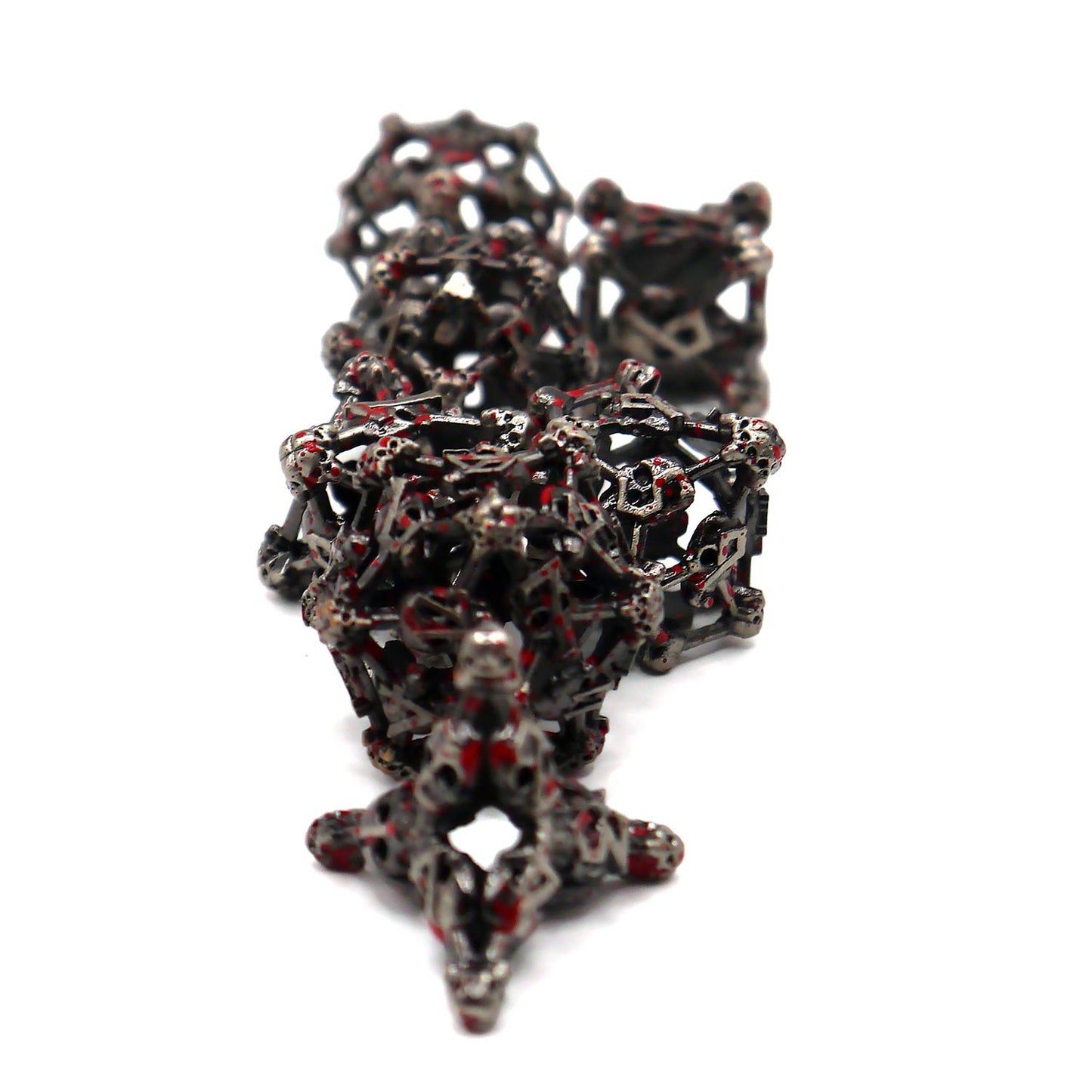 7-teiliges RPG Würfelset Metall: Hollow Skull Bloody