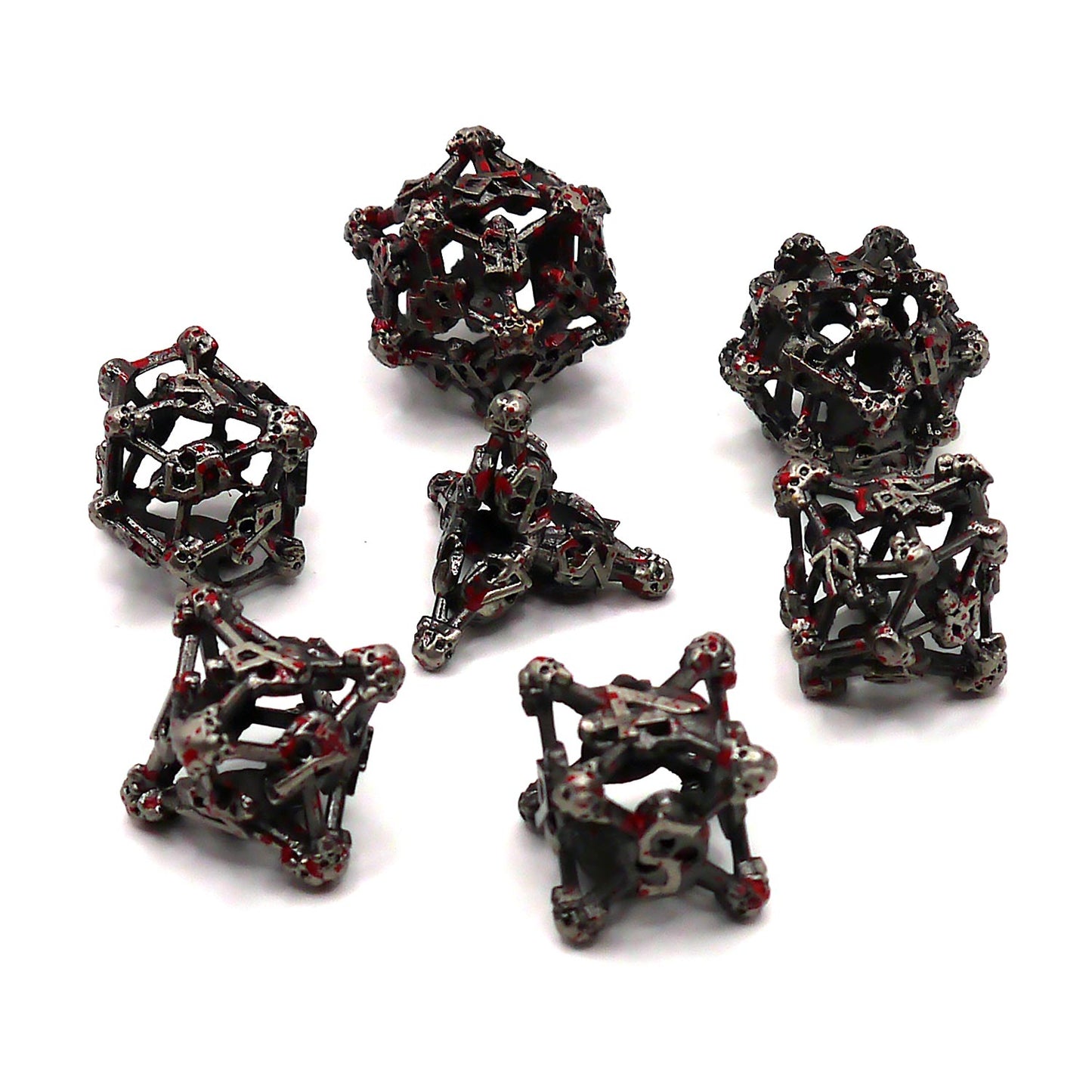 7-teiliges RPG Würfelset Metall: Hollow Skull Bloody