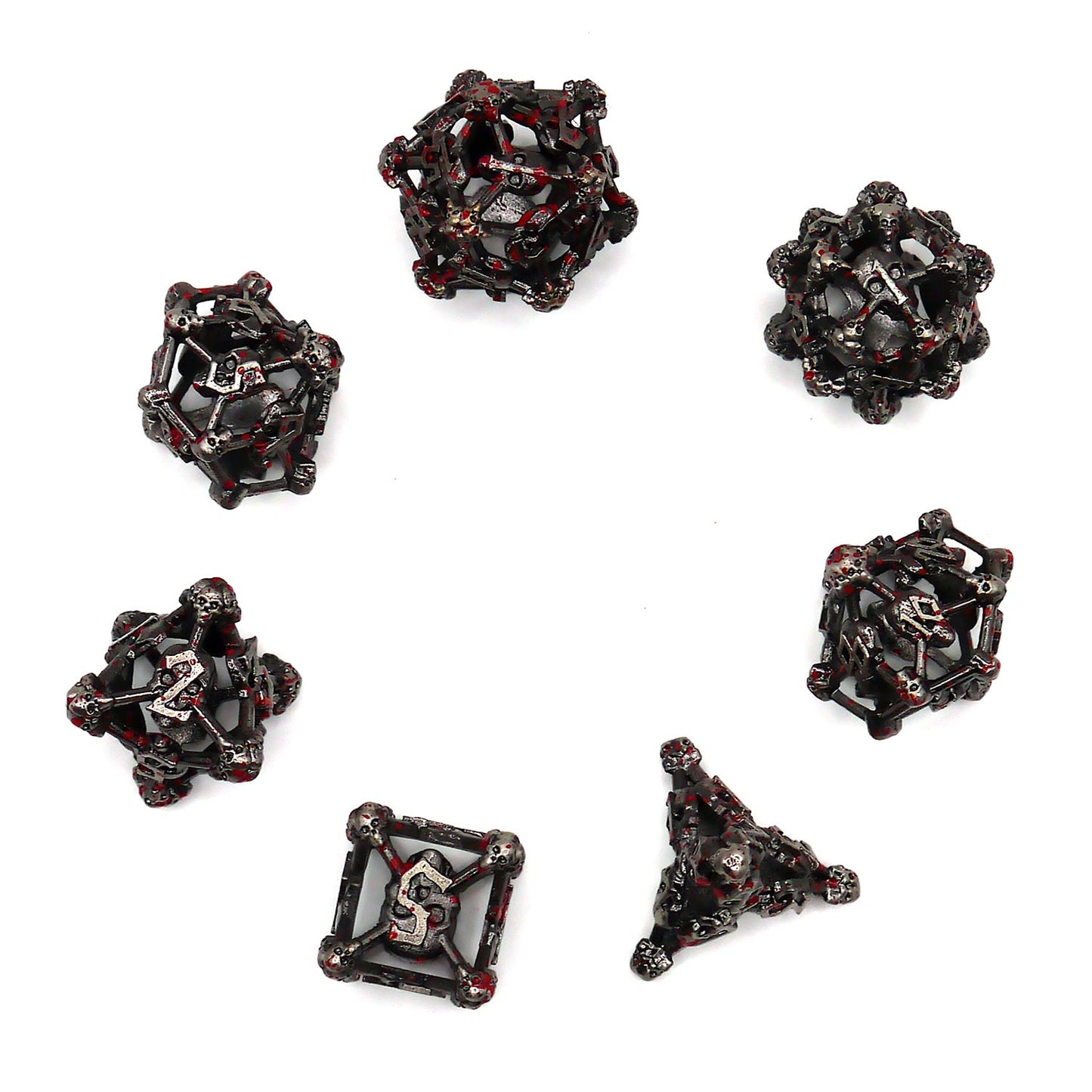 7-teiliges RPG Würfelset Metall: Hollow Skull Bloody