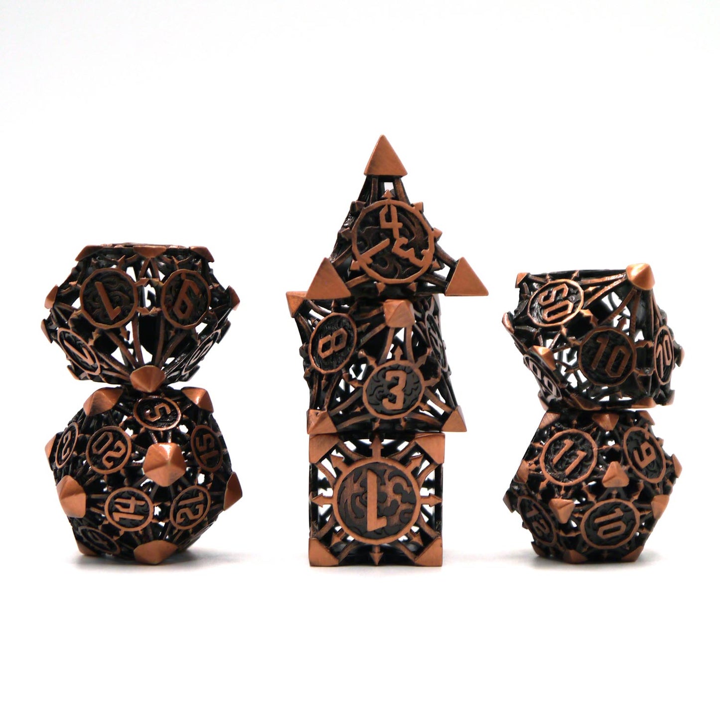 7-teiliges RPG Würfelset Metall: Hollow Throve Copper