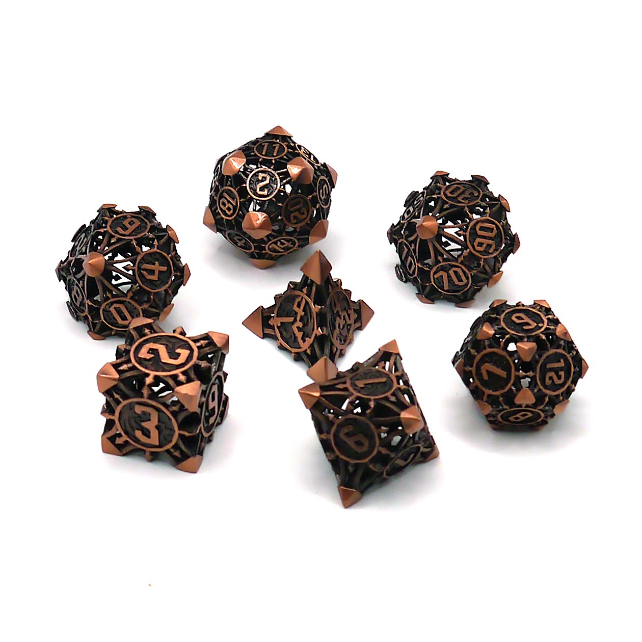 7-teiliges RPG Würfelset Metall: Hollow Throve Copper