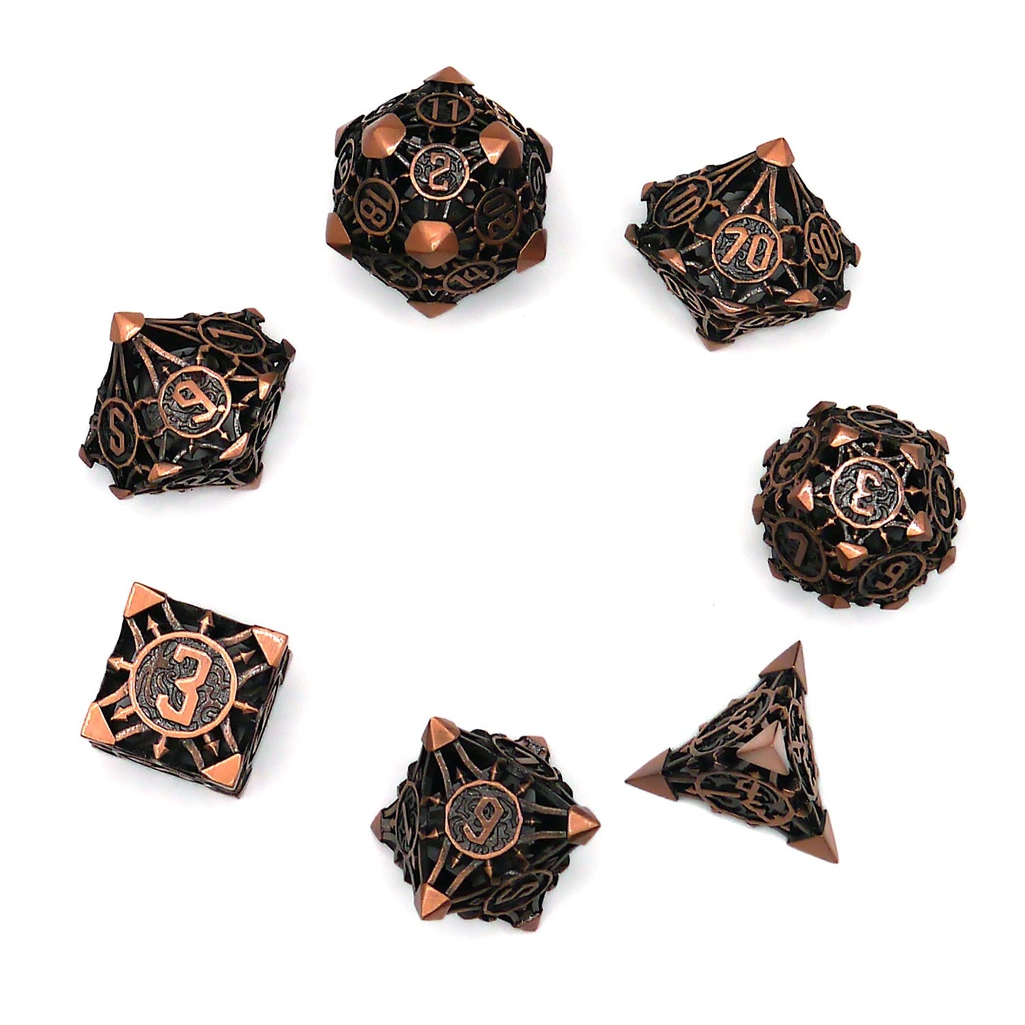 7-teiliges RPG Würfelset Metall: Hollow Throve Copper