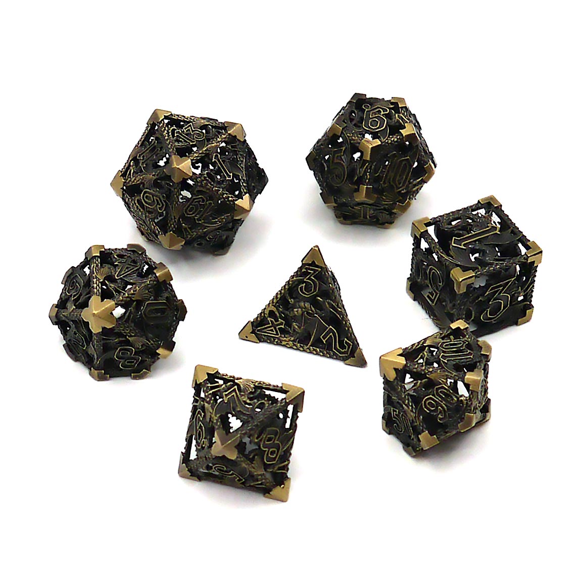 7-teiliges RPG Würfelset Metall: Hollow Dragon