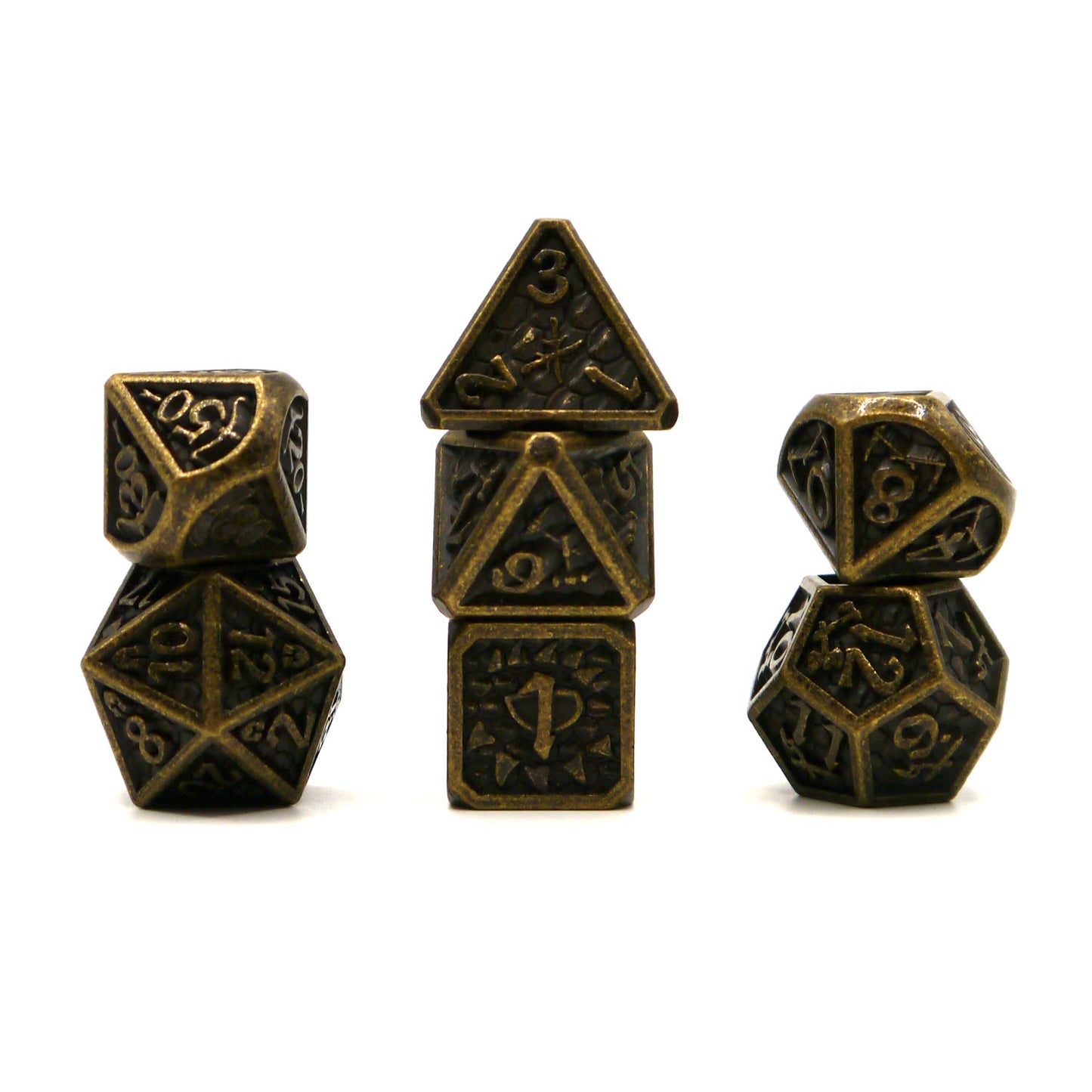7-teiliges RPG Würfelset Metall: Gold Dragon Scale