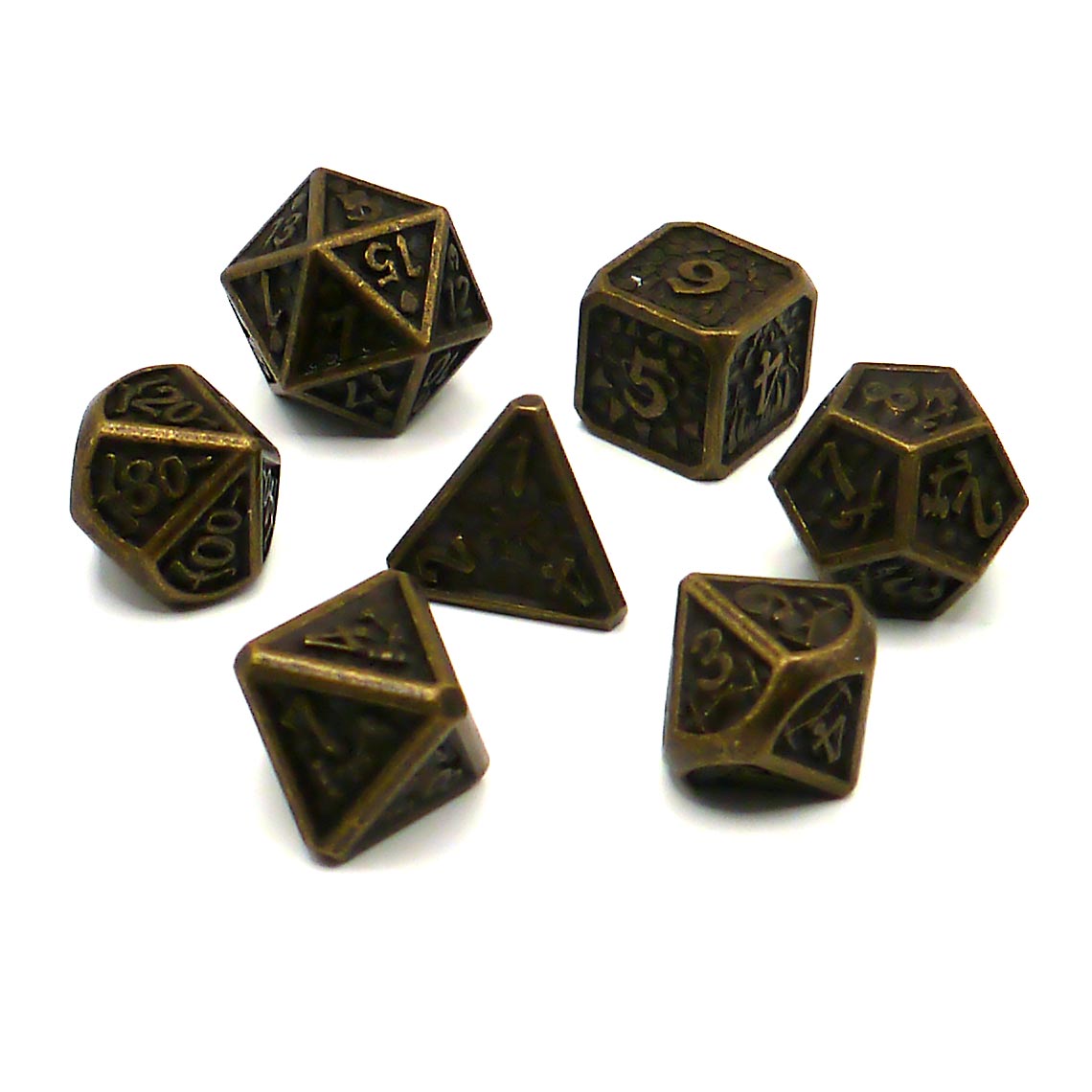 7-teiliges RPG Würfelset Metall: Gold Dragon Scale