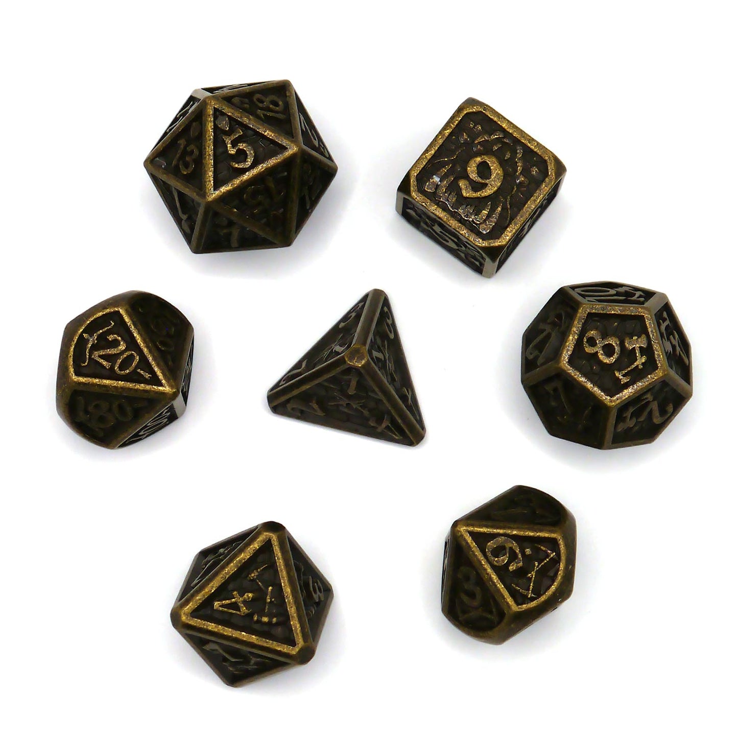7-teiliges RPG Würfelset Metall: Gold Dragon Scale
