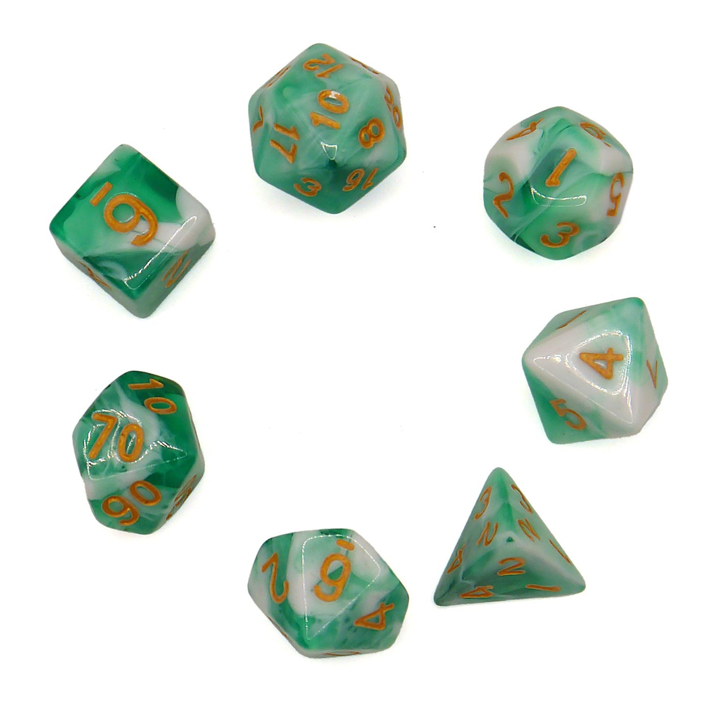 7-teiliges RPG Würfelset Mehrfarbig: Racing White/Mint