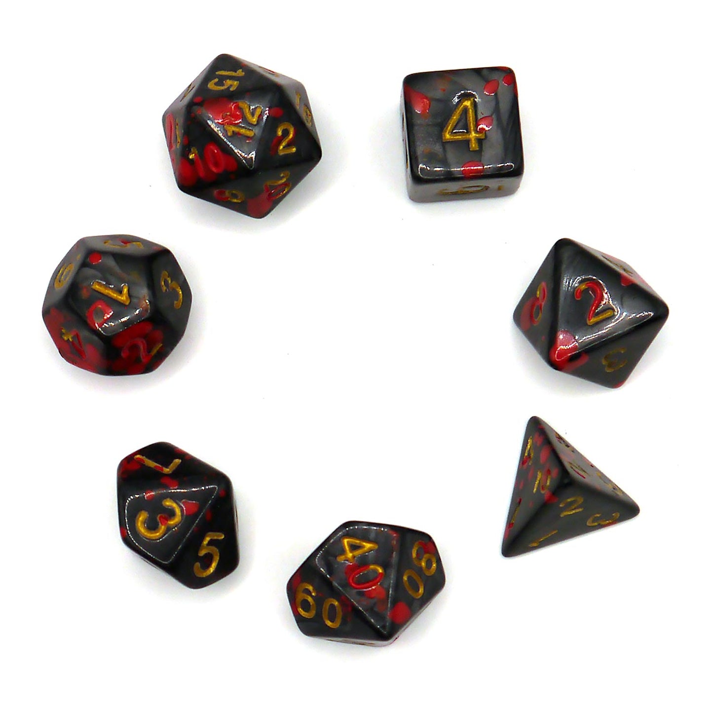 7-teiliges RPG Würfelset Mehrfarbig: Sparkling Dark Blood