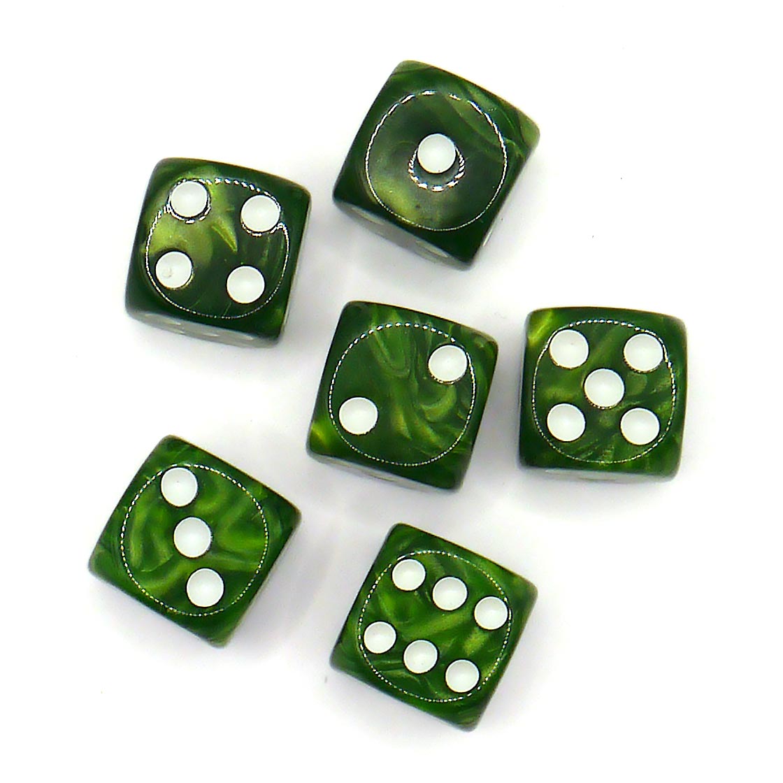 D6 Würfelset Marble: Darkgreen