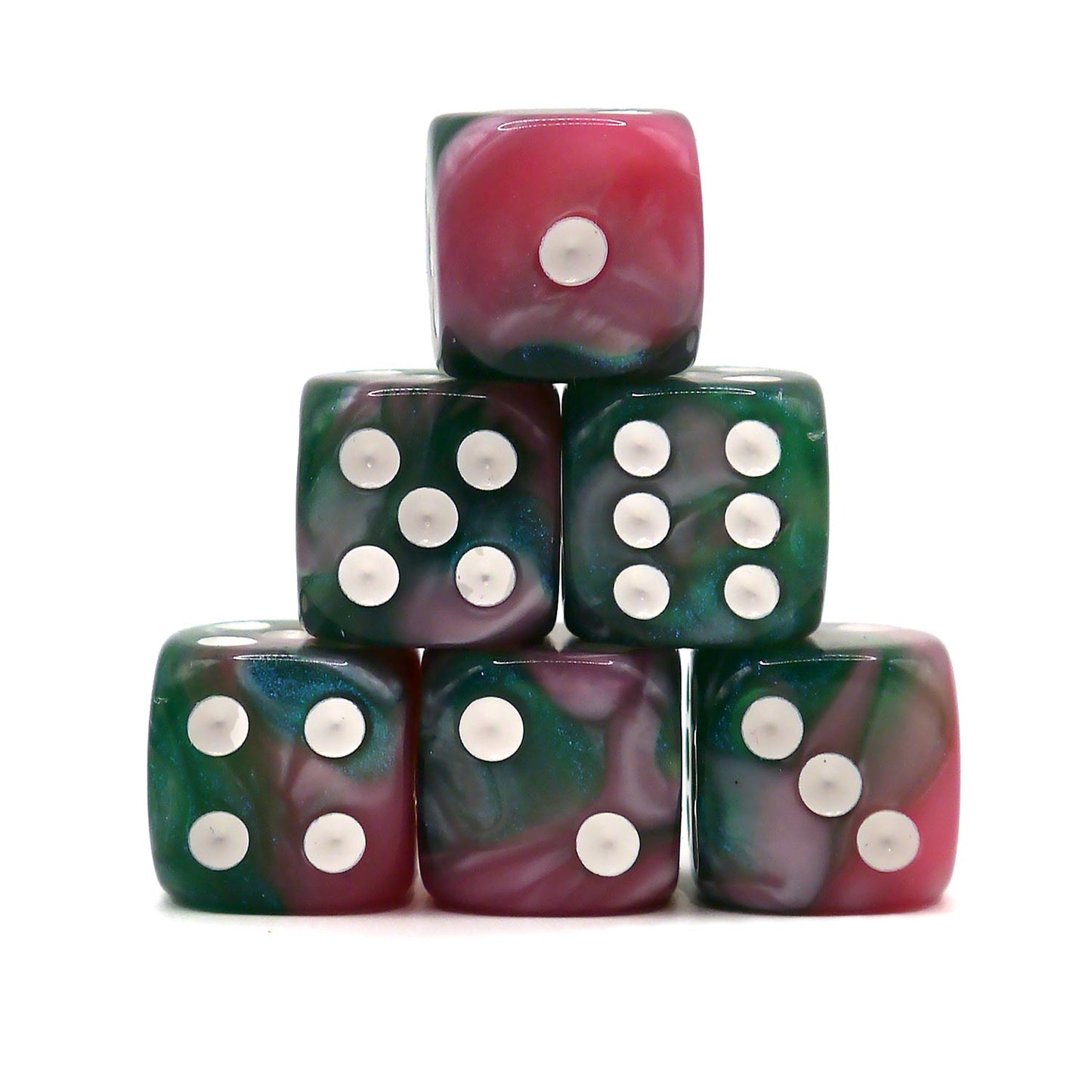 D6 Würfelset Galaxy: Green & Pink
