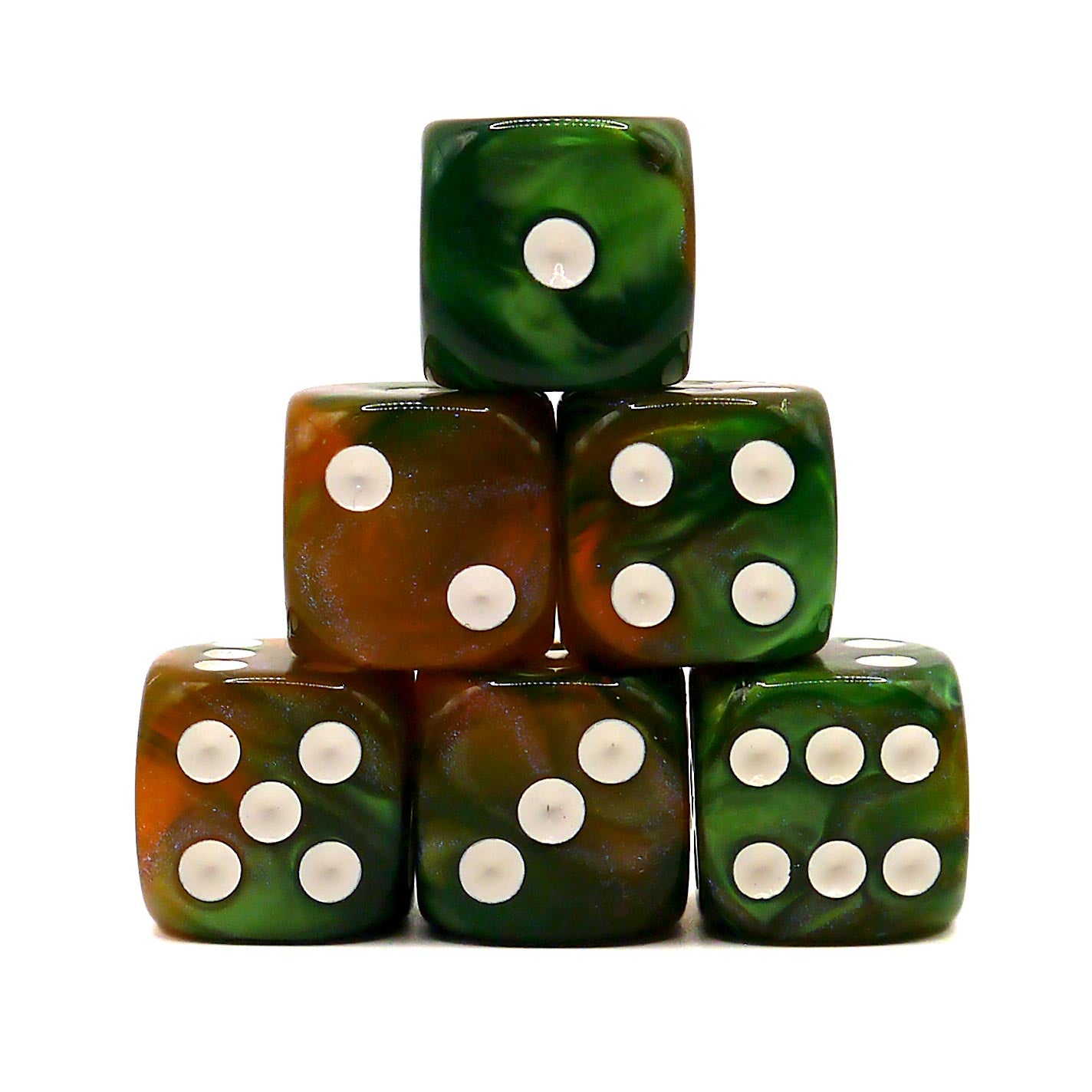 D6 Würfelset Galaxy: Green & Amber