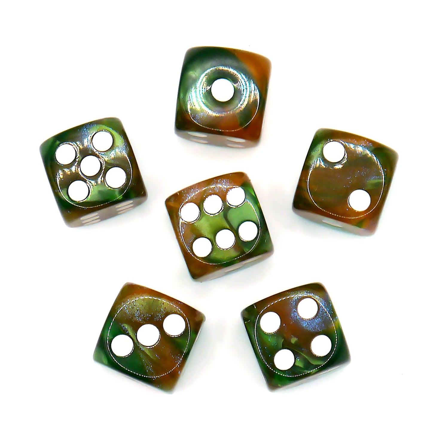 D6 Würfelset Galaxy: Green & Amber