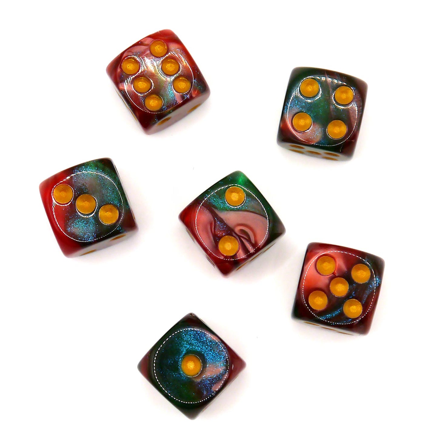 D6 Würfelset Galaxy: Red & Green