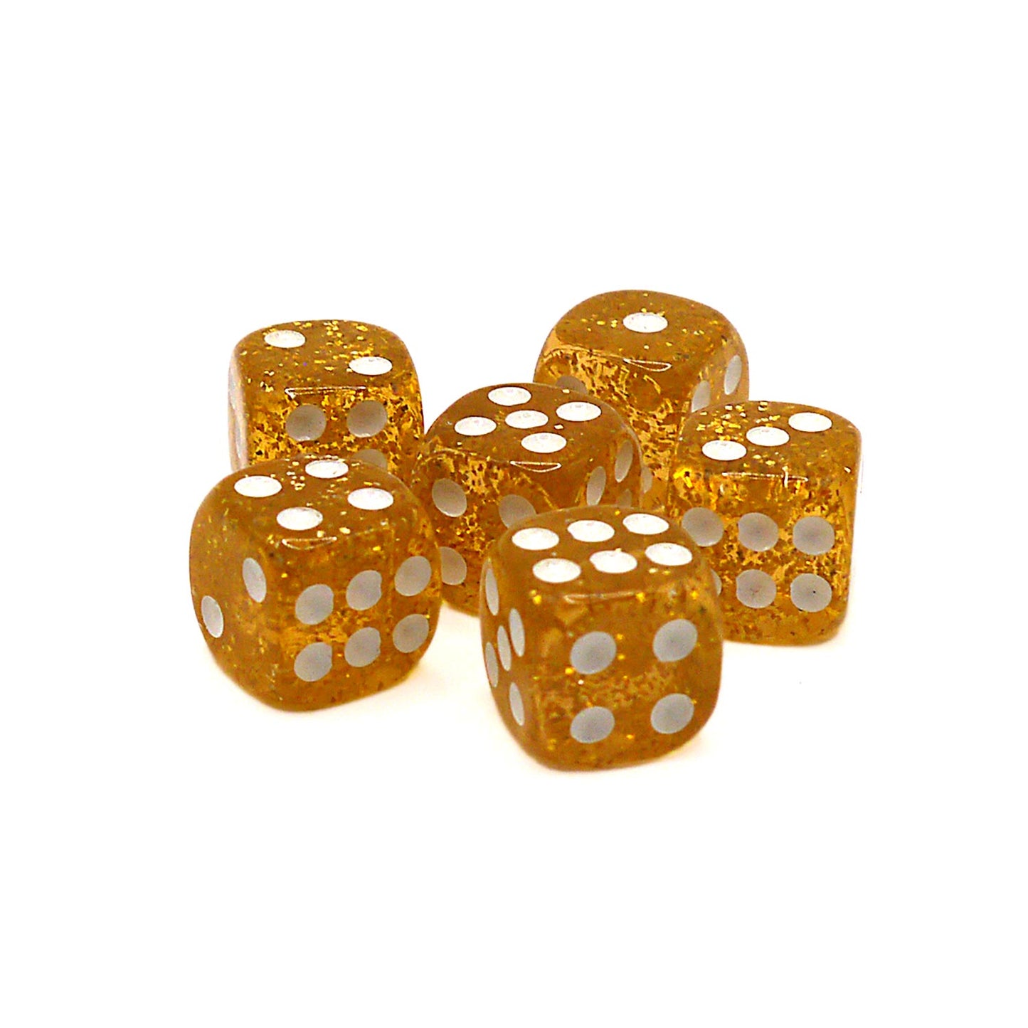 10x D6 Würfel 12mm Confetti: Orange & White