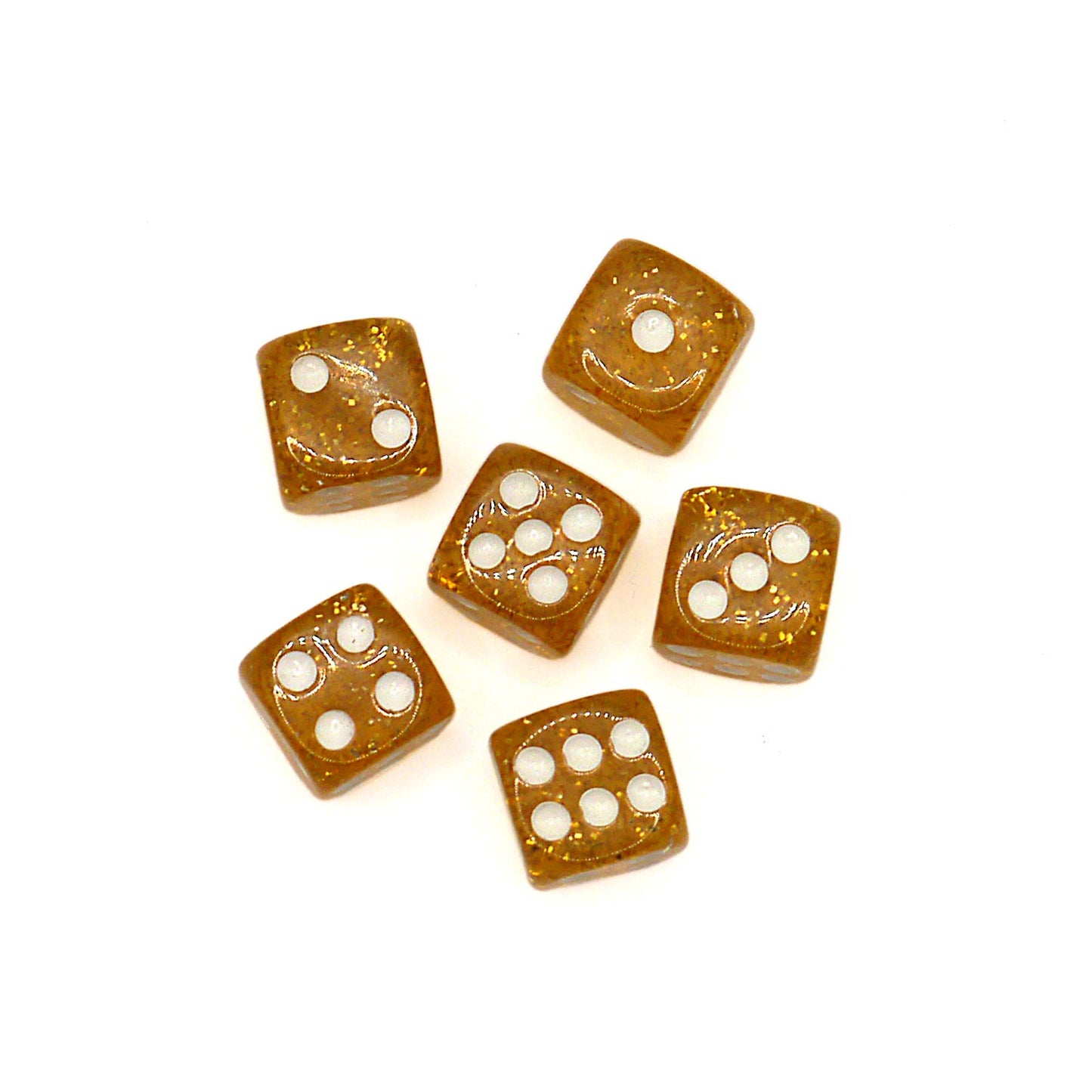 10x D6 Würfel 12mm Confetti: Orange & White