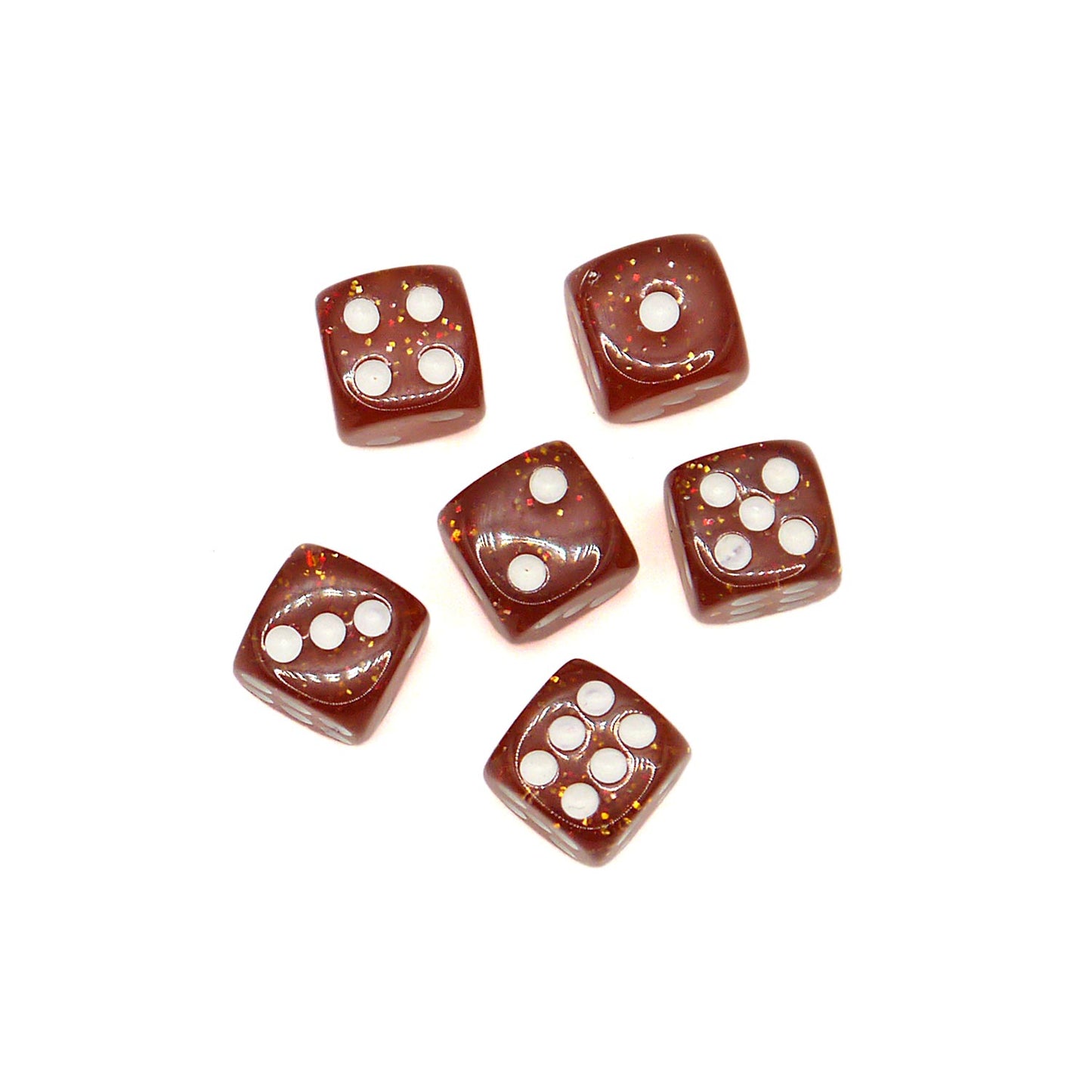10x D6 Würfel 12mm Confetti: Red & White