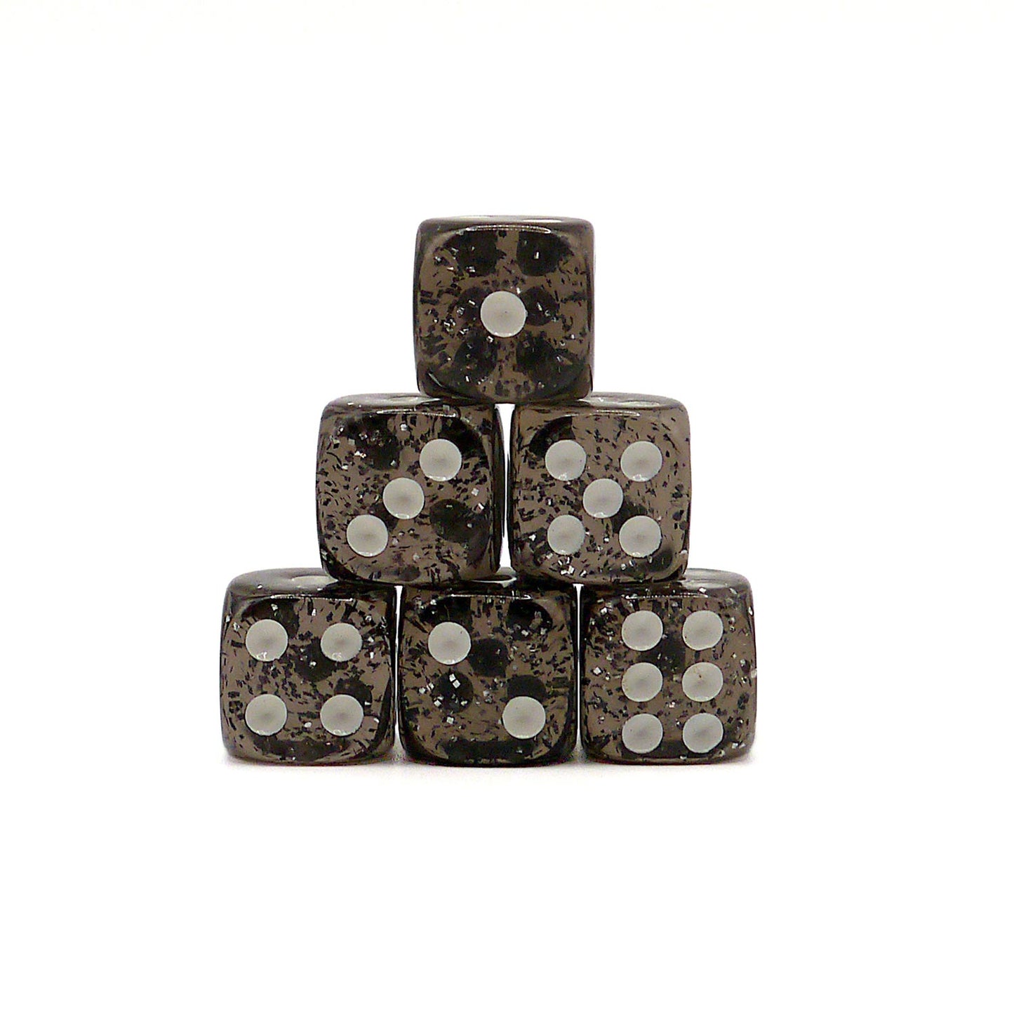 10x D6 Würfel 12mm Confetti: Black & White
