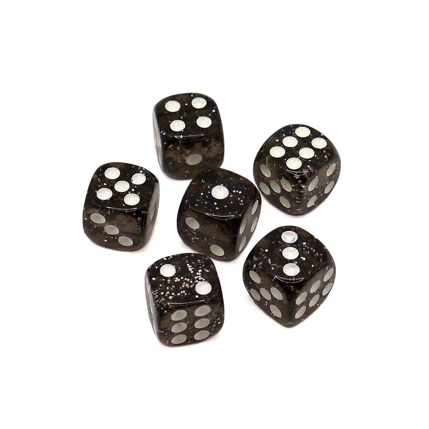 10x D6 Würfel 12mm Confetti: Black & White