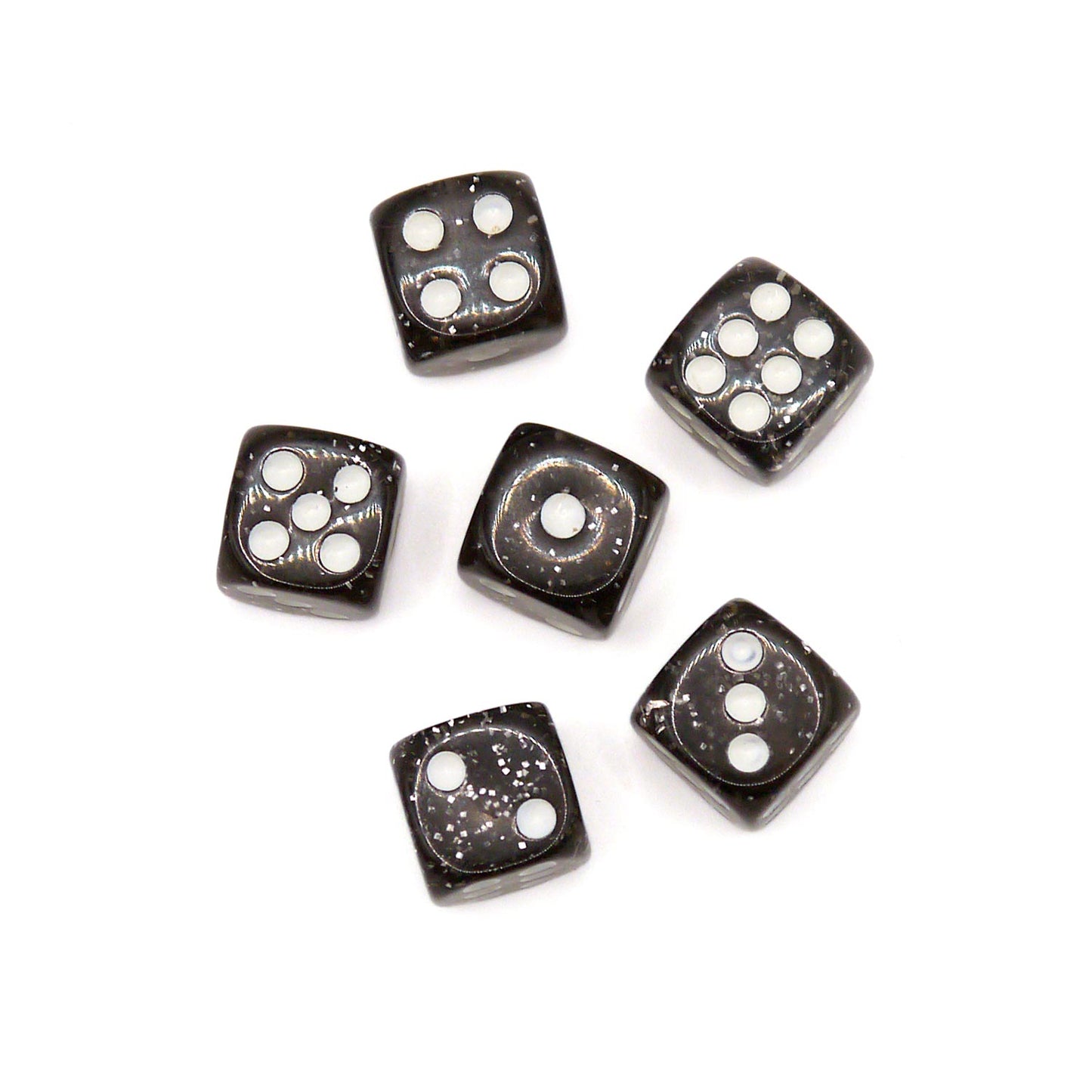 10x D6 Würfel 12mm Confetti: Black & White