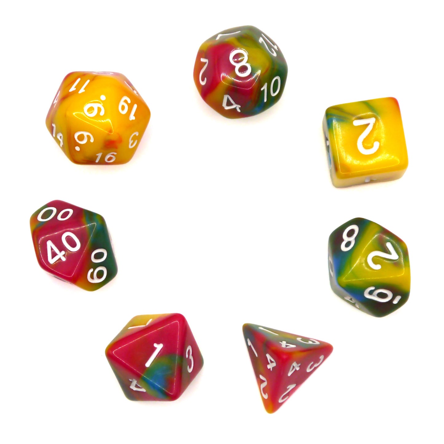 7-teiliges RPG Würfelset Mehrfarbig: Harlekin Relaunch