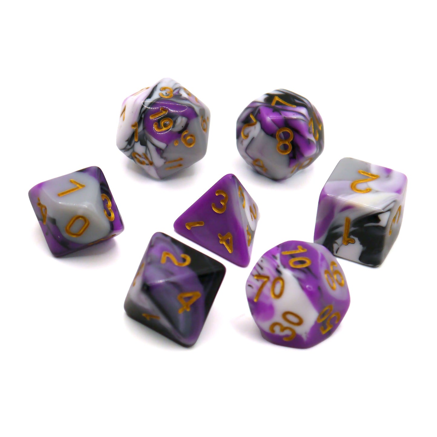 7-teiliges RPG Würfelset Mehrfarbig: Marble Lilac