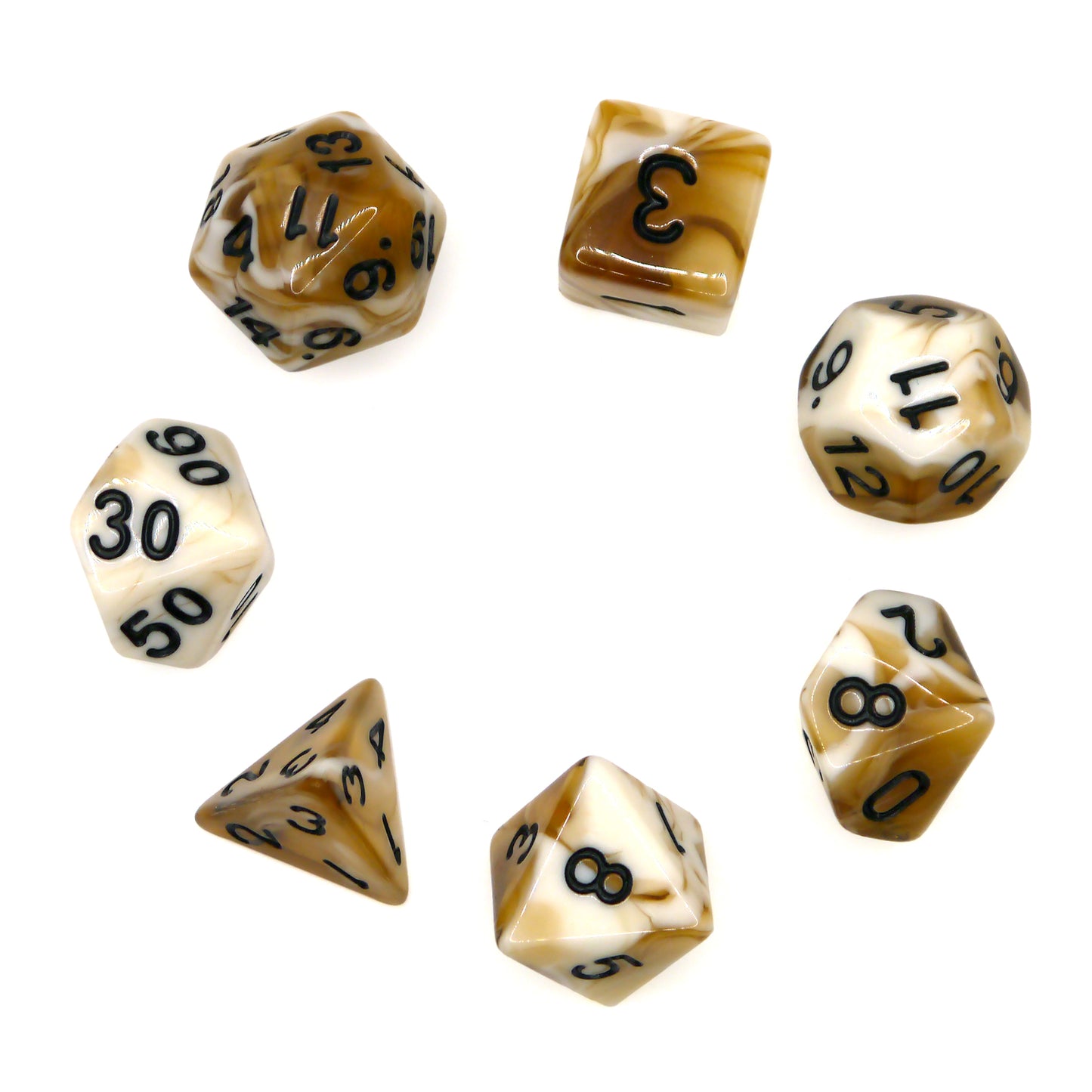 7-teiliges RPG Würfelset Mehrfarbig: Racing Caramel Macchiato