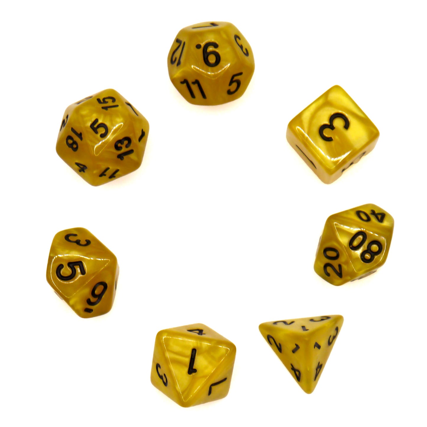 7-teiliges RPG Würfelset Pearl: Yellow/Black