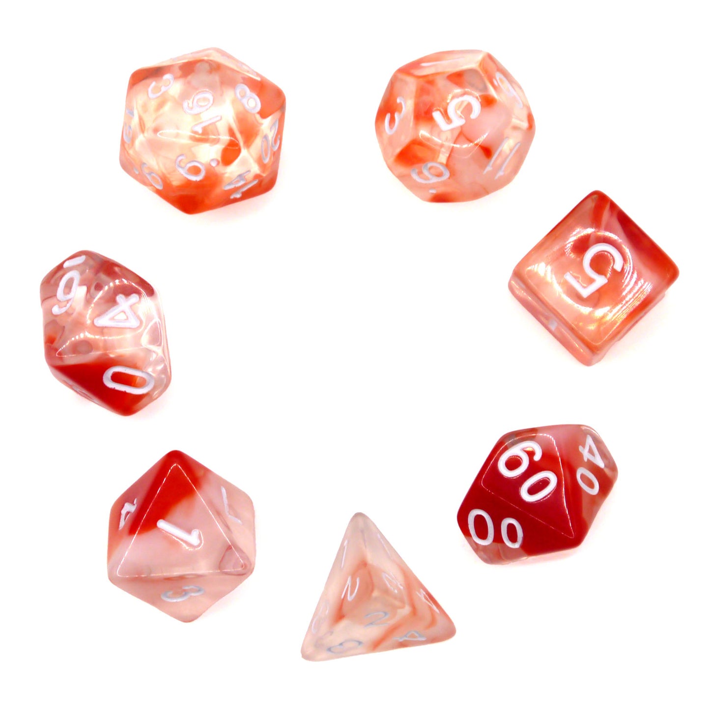 7-teiliges RPG Würfelset Transparent: Nebula Red