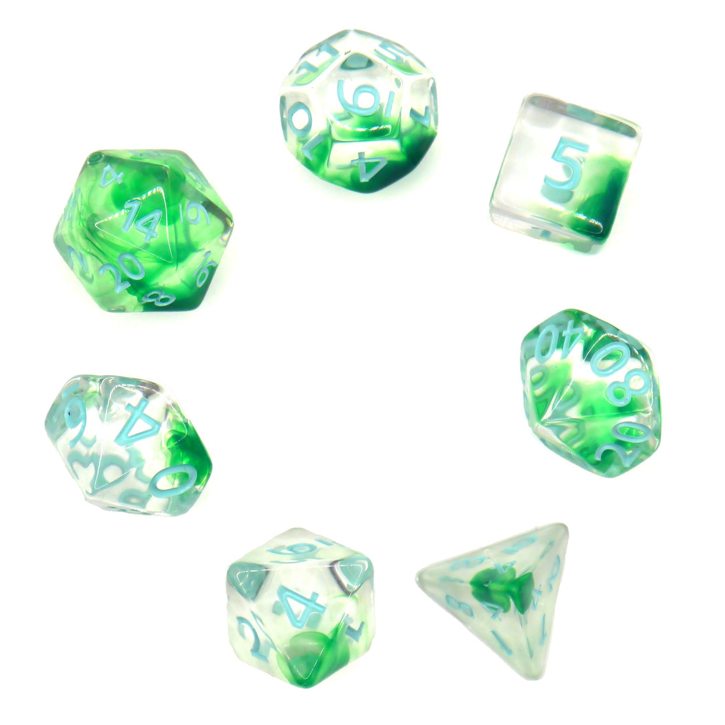 7-teiliges RPG Würfelset Transparent: Nebula Bamboo
